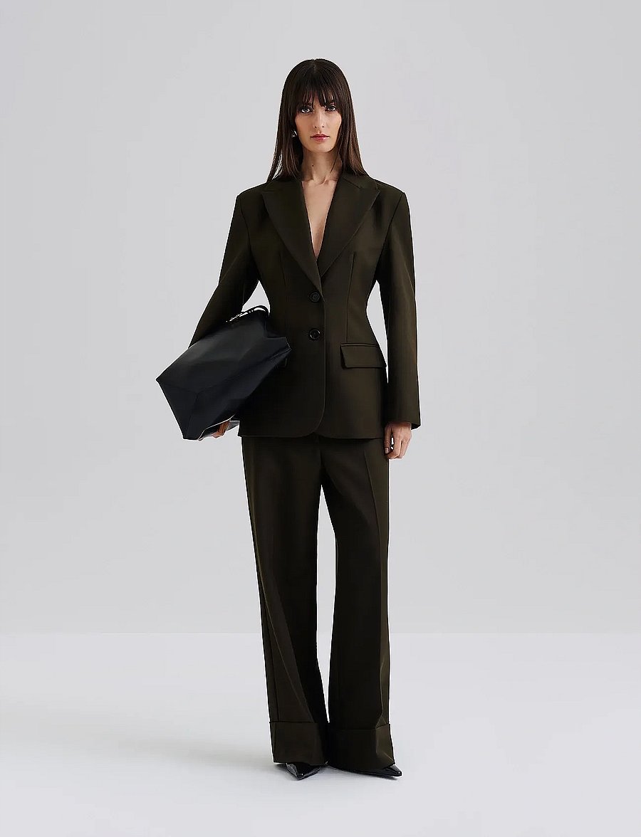 Malina - Ella Tailored Peplum blazer - einreihige blazer - olive - 5