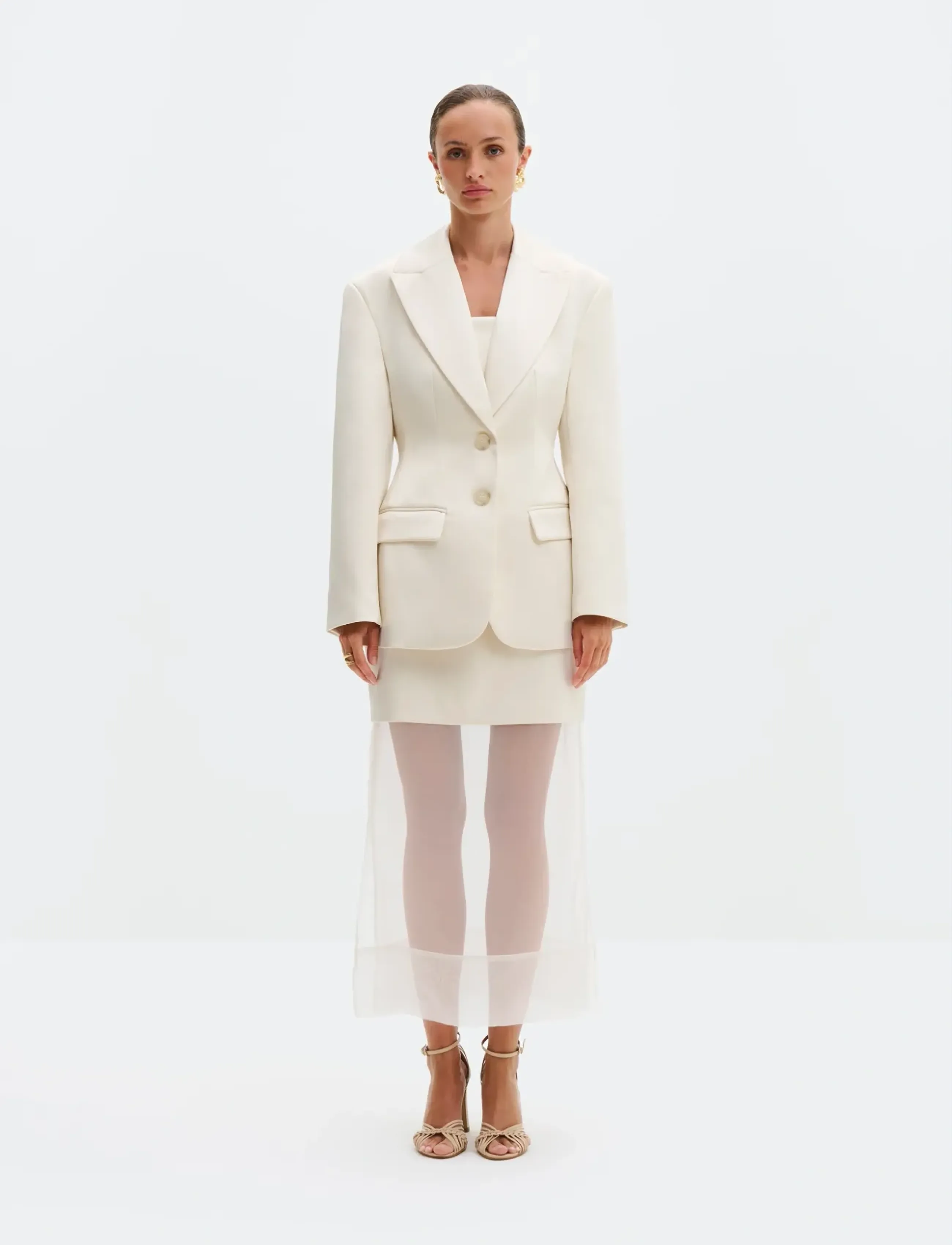 Malina - Ella Tailored Peplum blazer - einreihige blazer - vanilla - 4