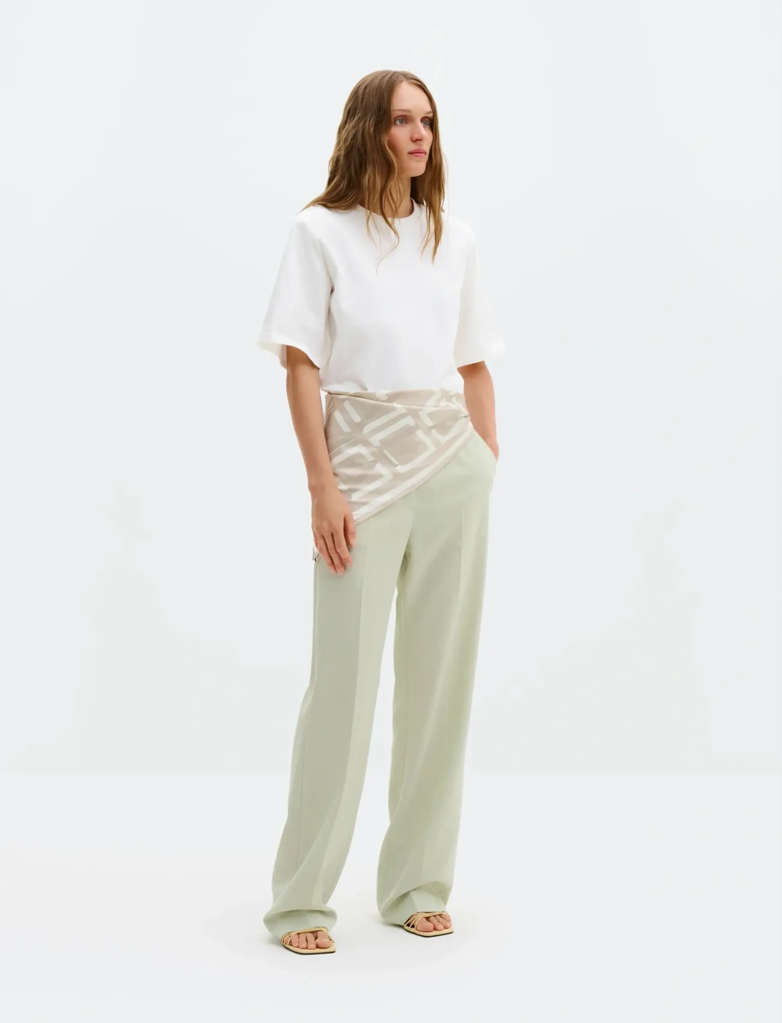 Malina - Betty High Rise Straight Pants - raka byxor - sage - 4
