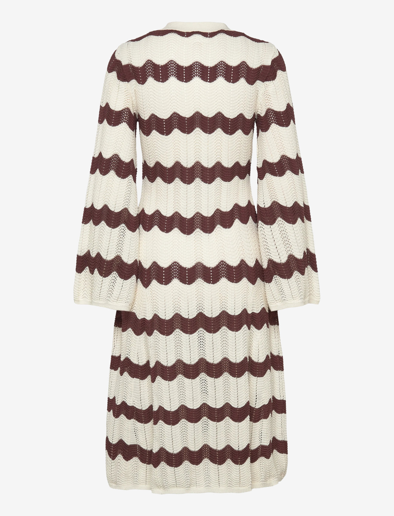 Malina - Isobel Wide Sleeve Knitted Midi Dress - strikkjoler - brown stripe - 2