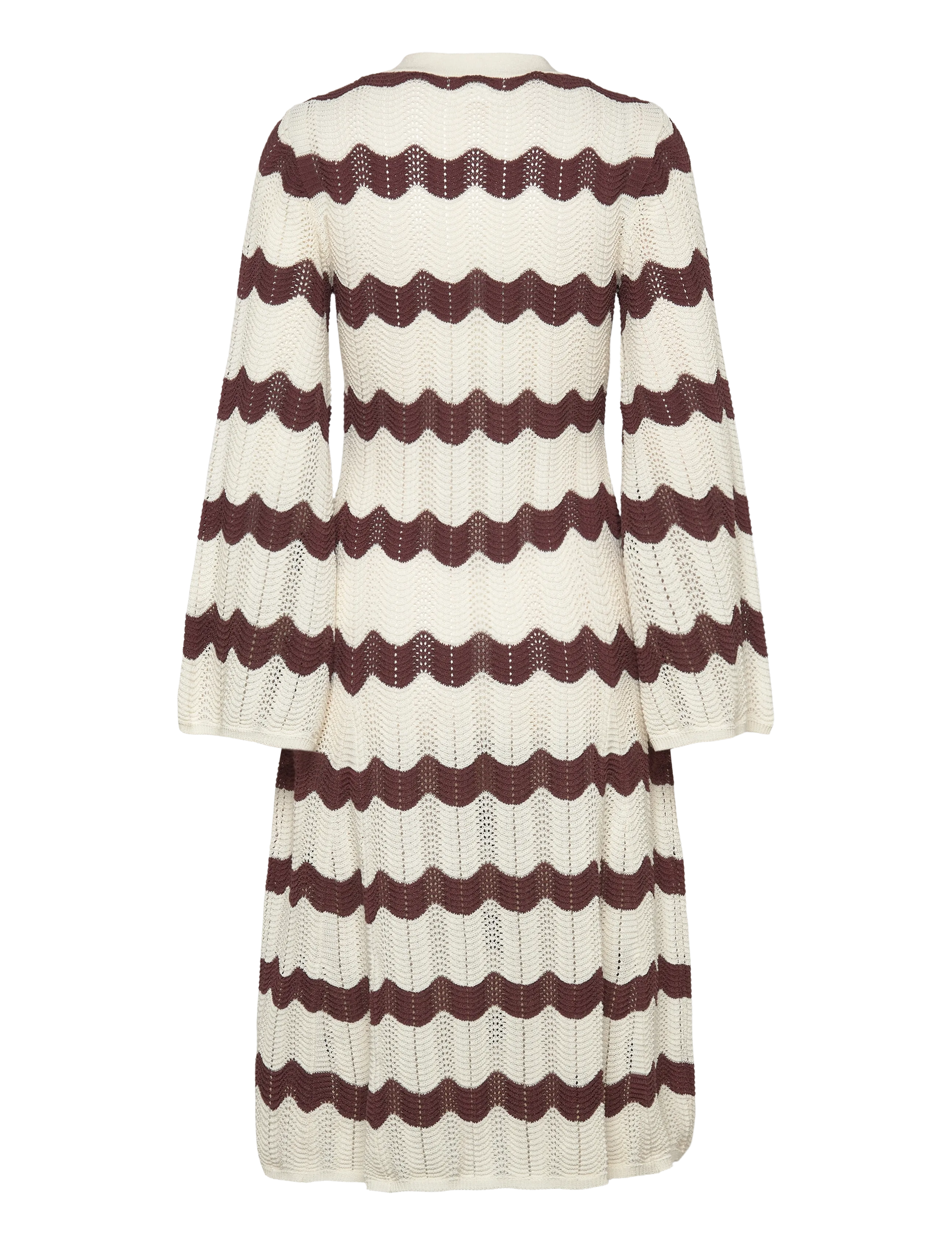Malina - Isobel Wide Sleeve Knitted Midi Dress - knitted dresses - brown stripe - 2