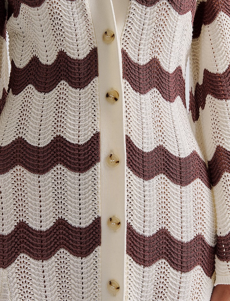 Malina - Isobel Wide Sleeve Knitted Midi Dress - strikkjoler - brown stripe - 4