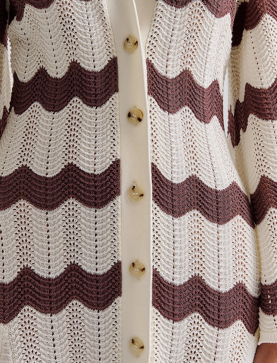 Malina - Isobel Wide Sleeve Knitted Midi Dress - stickade klänningar - brown stripe - 4