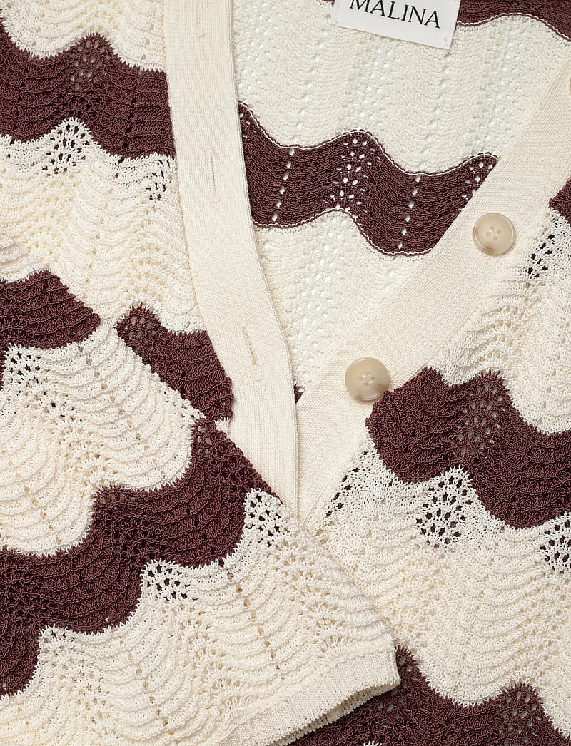 Malina - Isobel Wide Sleeve Knitted Midi Dress - strikkjoler - brown stripe - 5