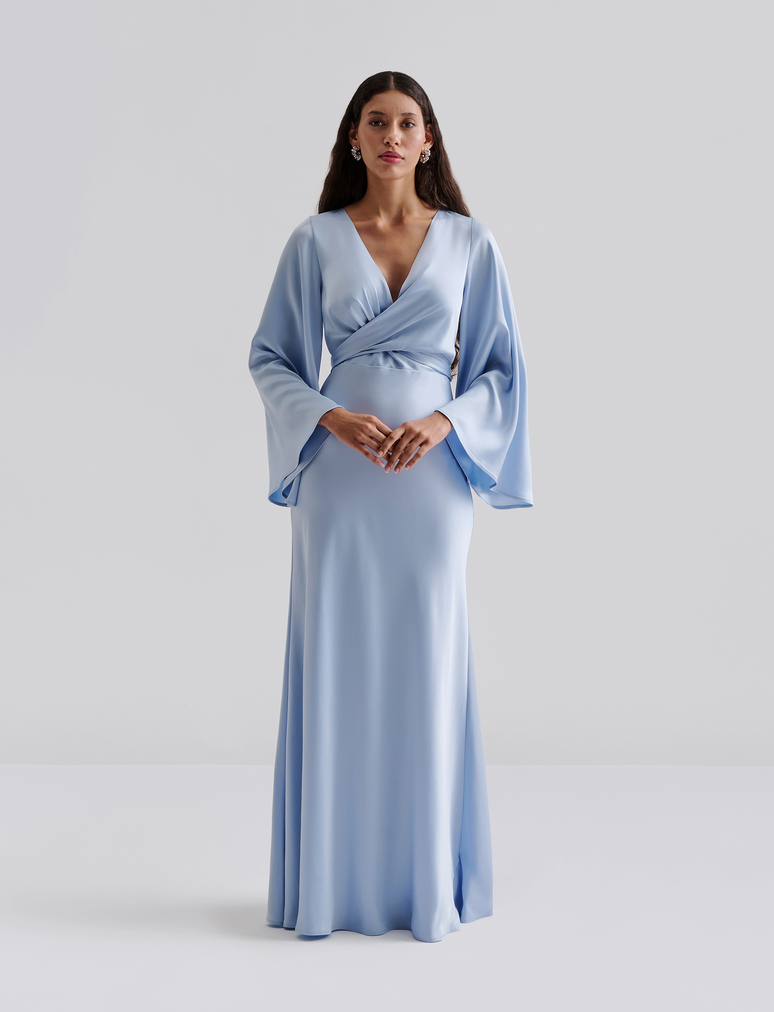 Malina Juliet Wrap Detailed Maxi Dress, XS, Blue, Designere > Maxi Dress, Dame