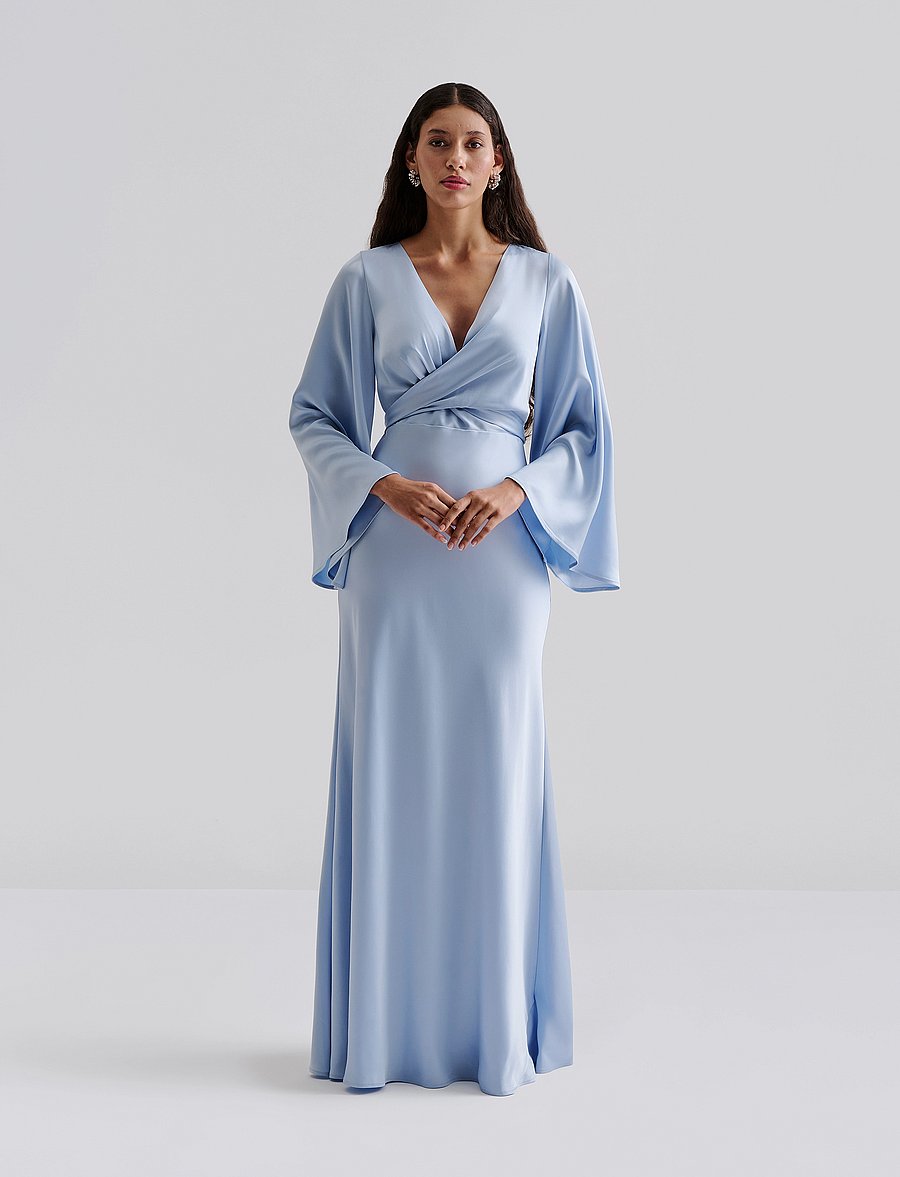 Malina - Juliet wrap detailed maxi dress - abendkleider - dusty blue - 0