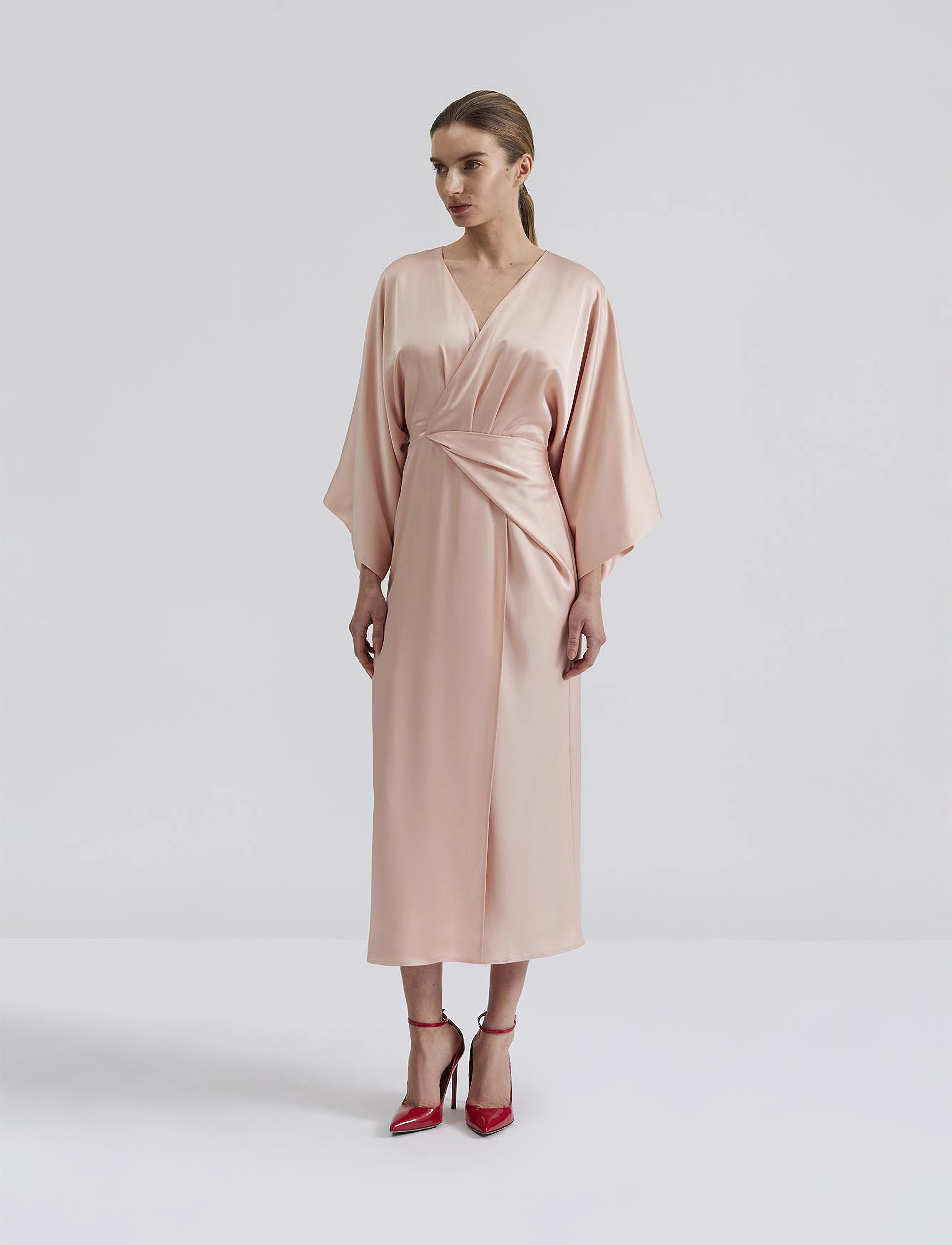 Malina Erica Wrap Detailed Midi Dress, XS, Dresses, Rosa - Maxi Frauen