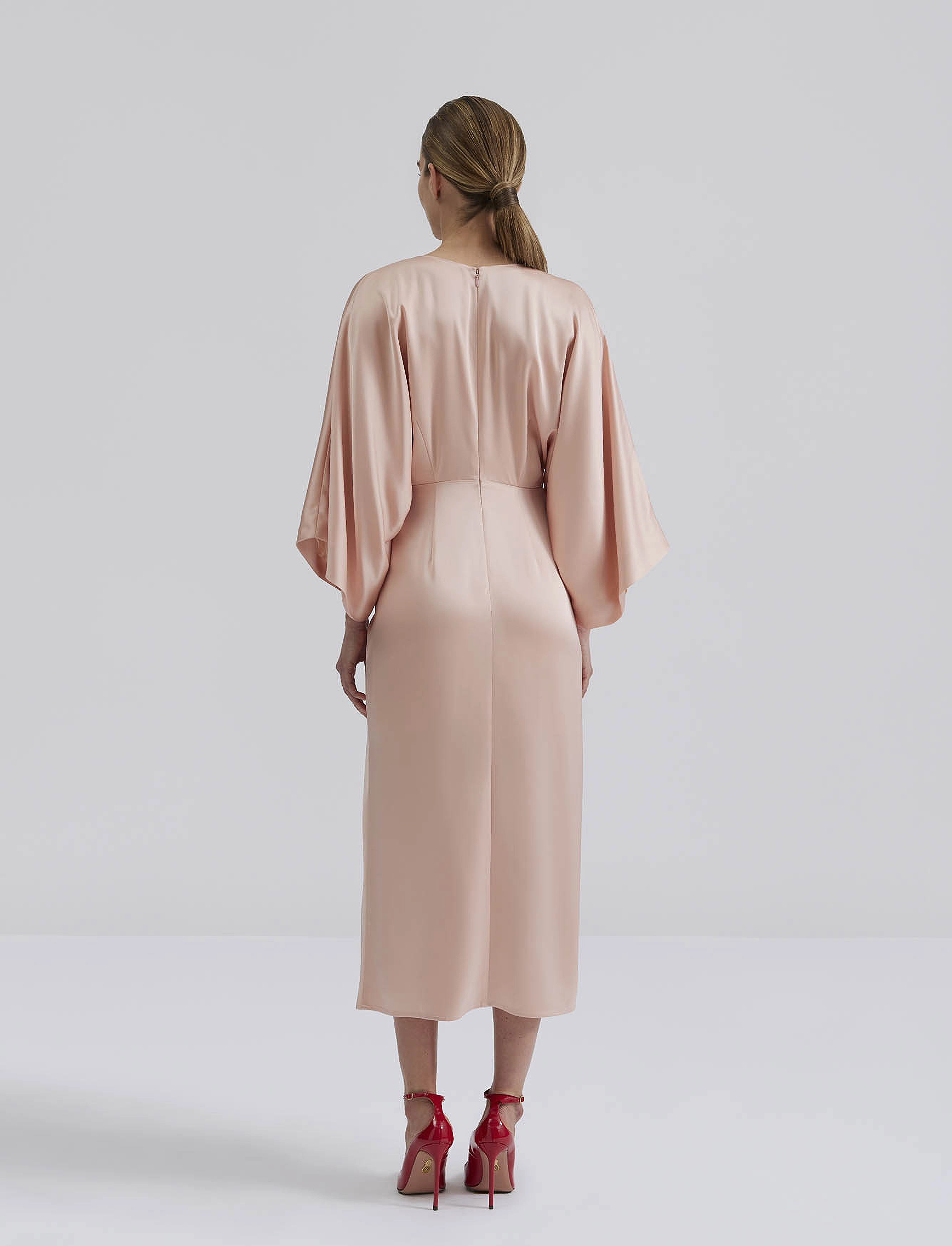 Malina - Erica wrap detailed midi dress - pink - 3