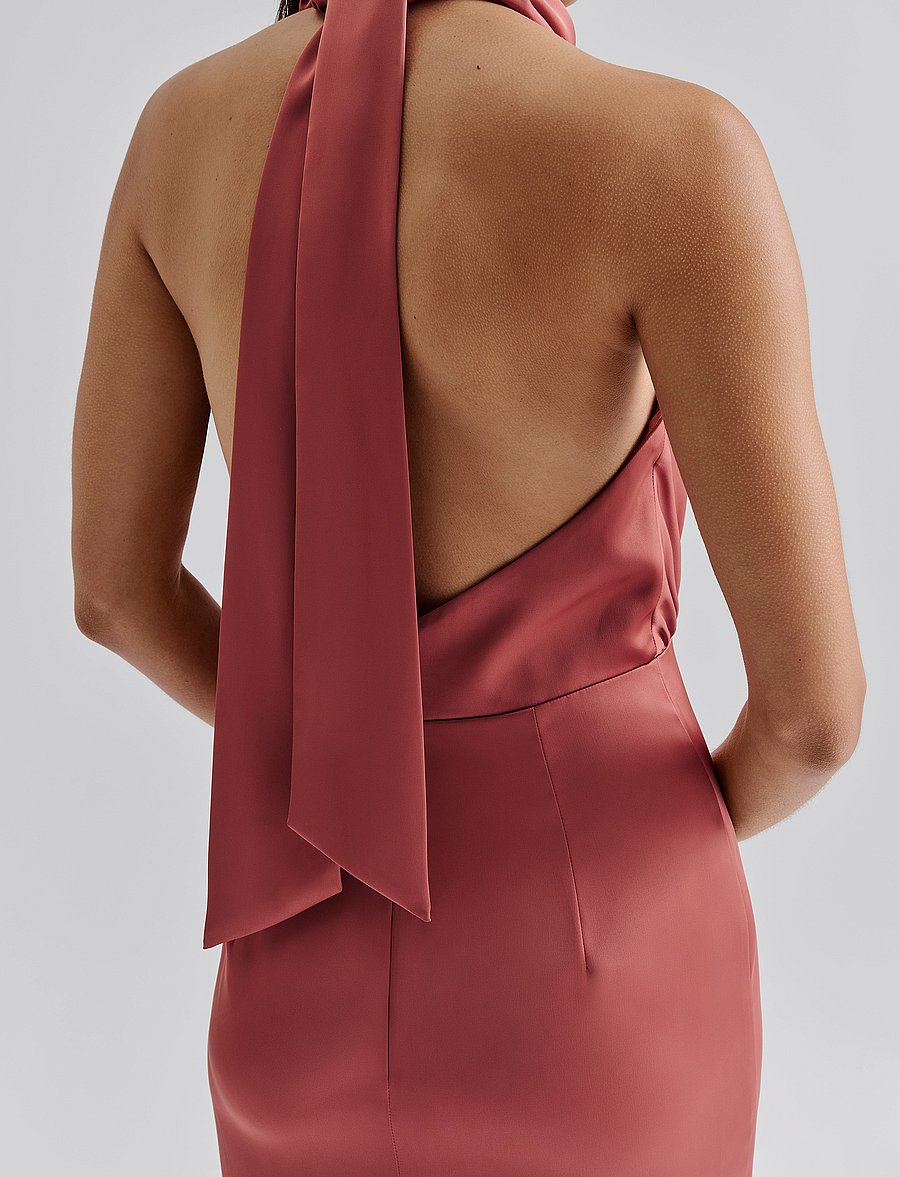 Malina - Solange open back halterneck midi dress - cocktailklänningar - terracotta - 5