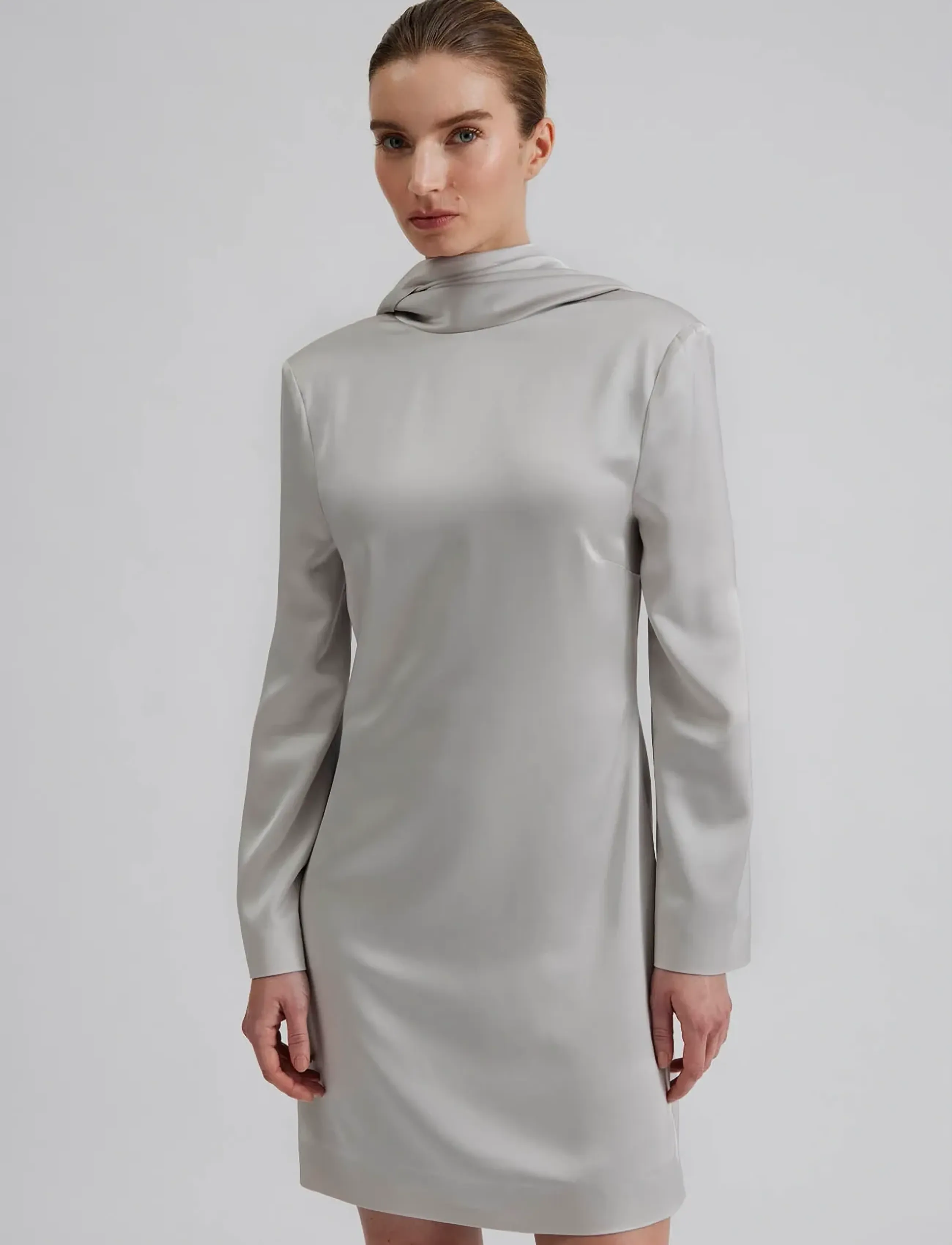 Malina Joline Draped Back Mini Dress, Kvinder, Draperet Minikjole, Grå, Str: S