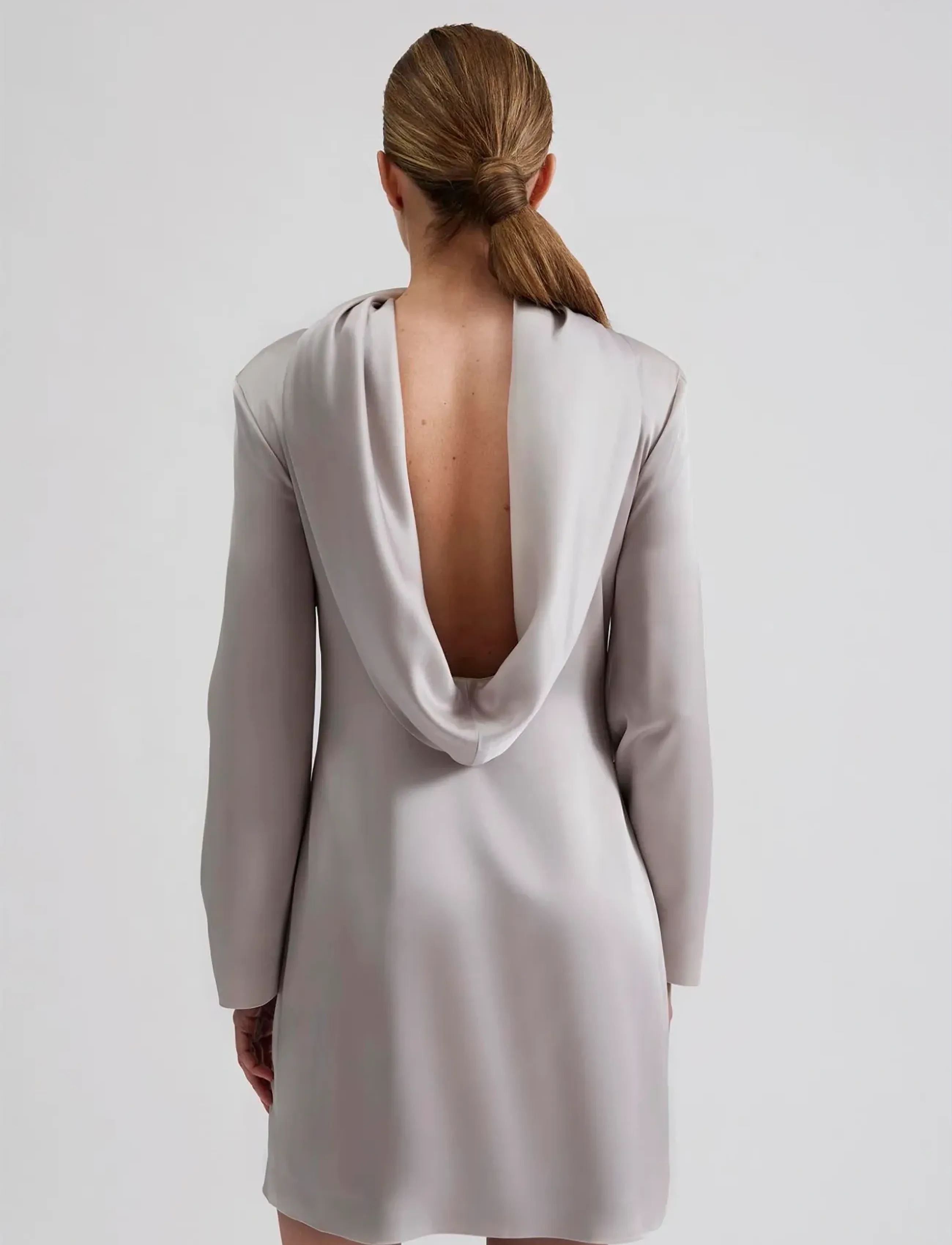 Malina - Joline draped back mini dress - robes de fête - steel grey - 3