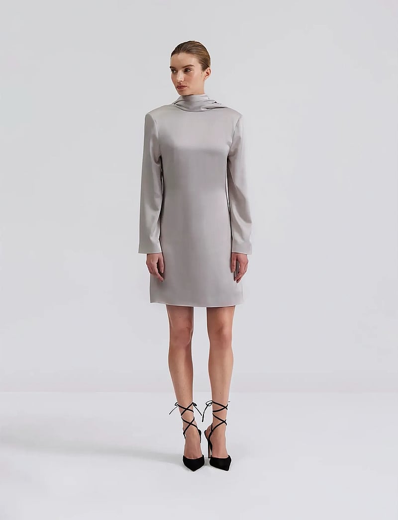 Malina - Joline draped back mini dress - festklänningar - steel grey - 4