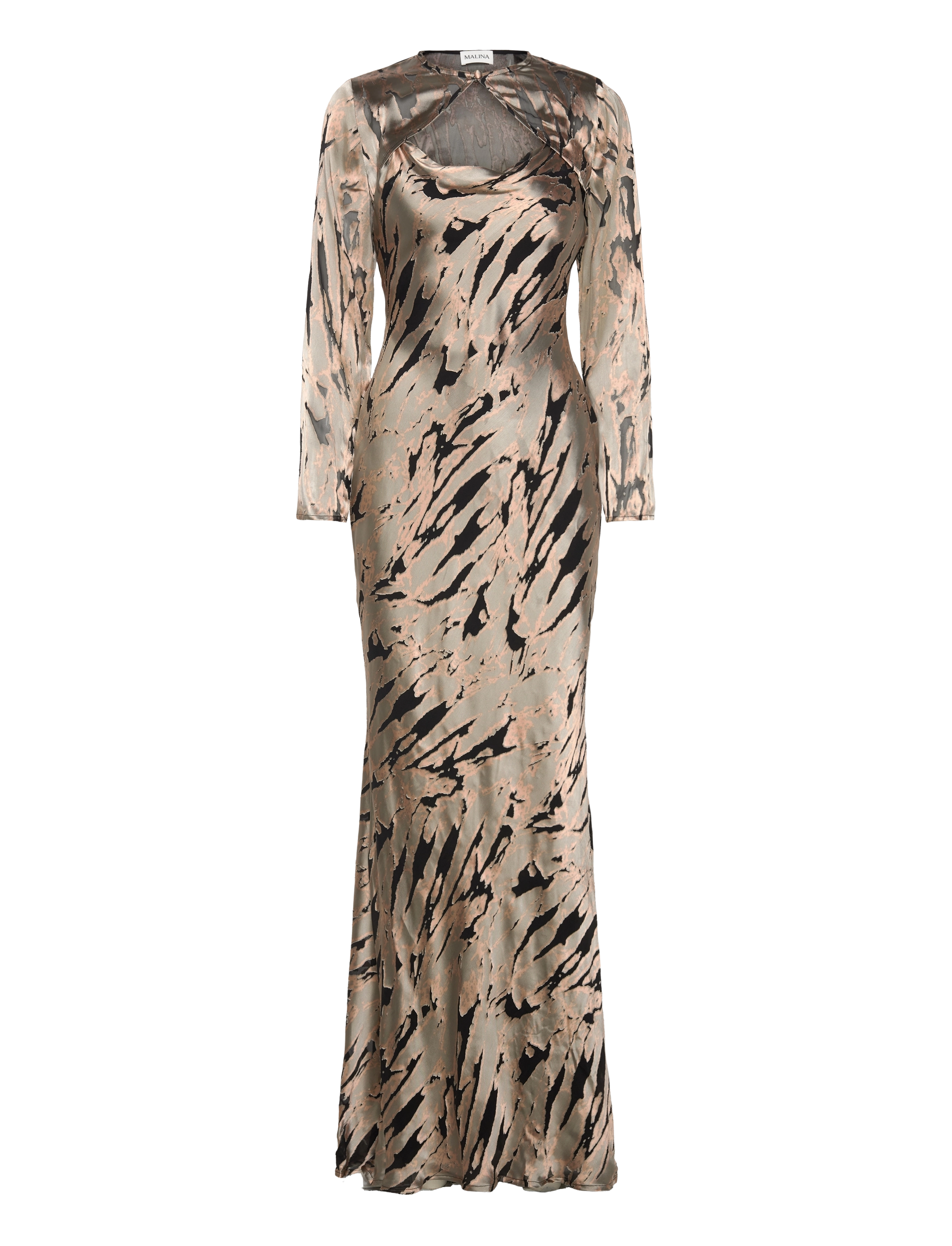 MALINA Harley Silk Blend Slip Maxi Kleid Beige - M - Damen