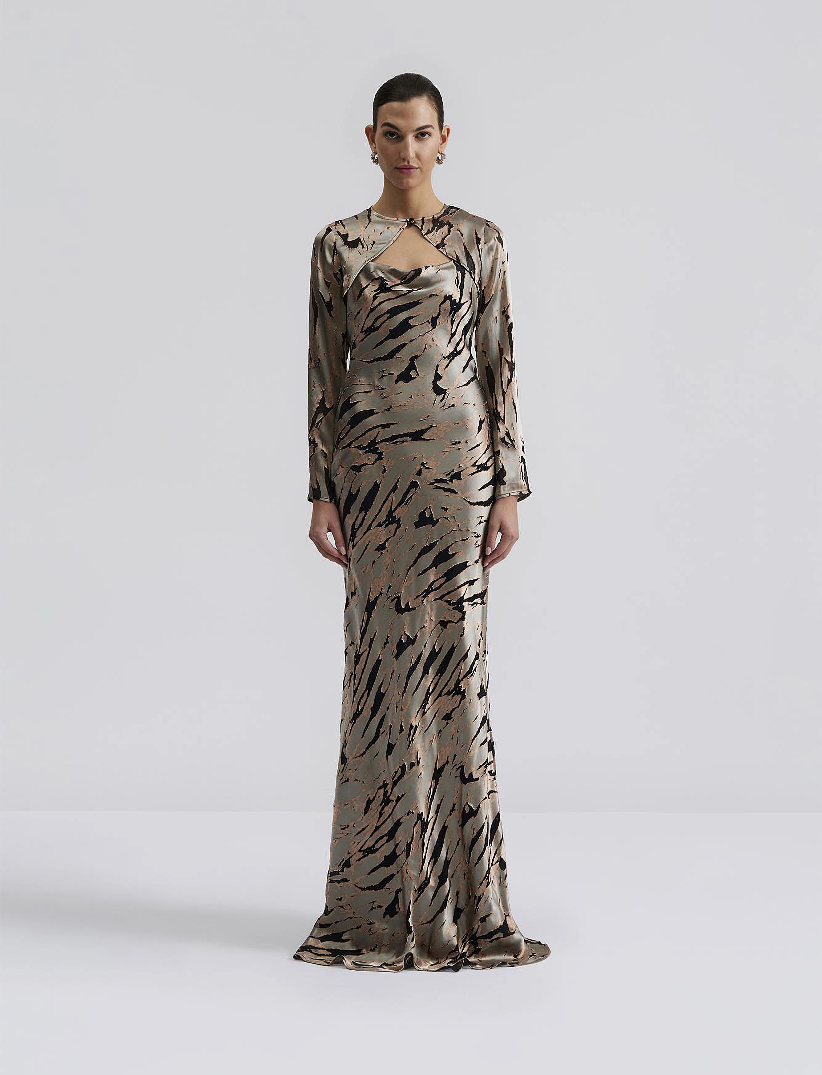Malina Harley silk blend slip maxi dress - Maxi kjoler - MULTI COLOURED / beige
