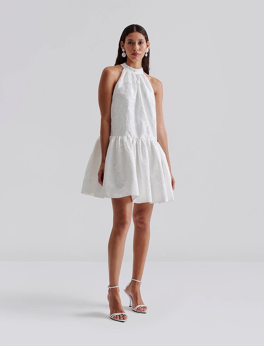 Malina - Flora halterneck mini dress - confirmation - white - 0
