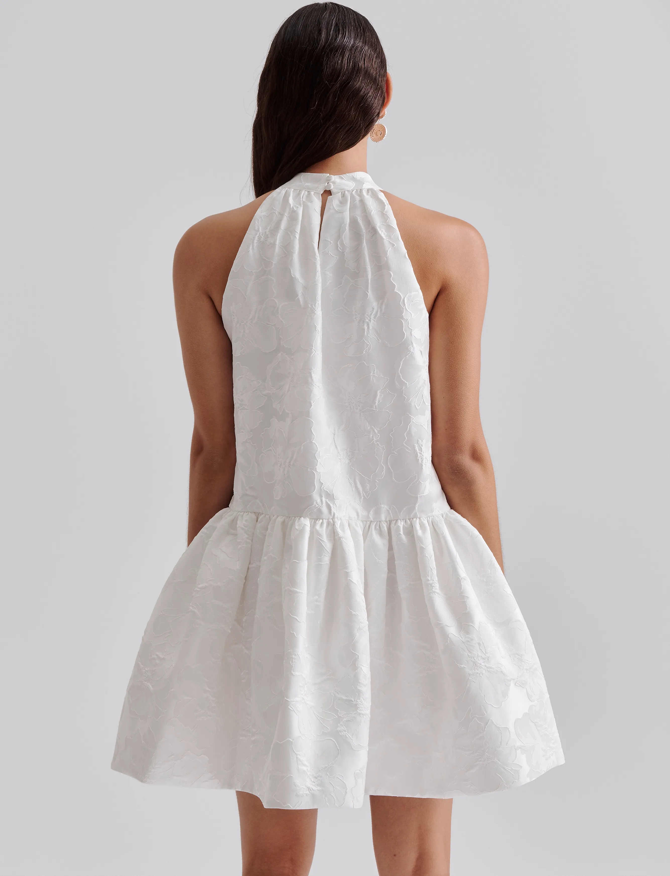 Malina - Flora halterneck mini dress - konfirmation - white - 3