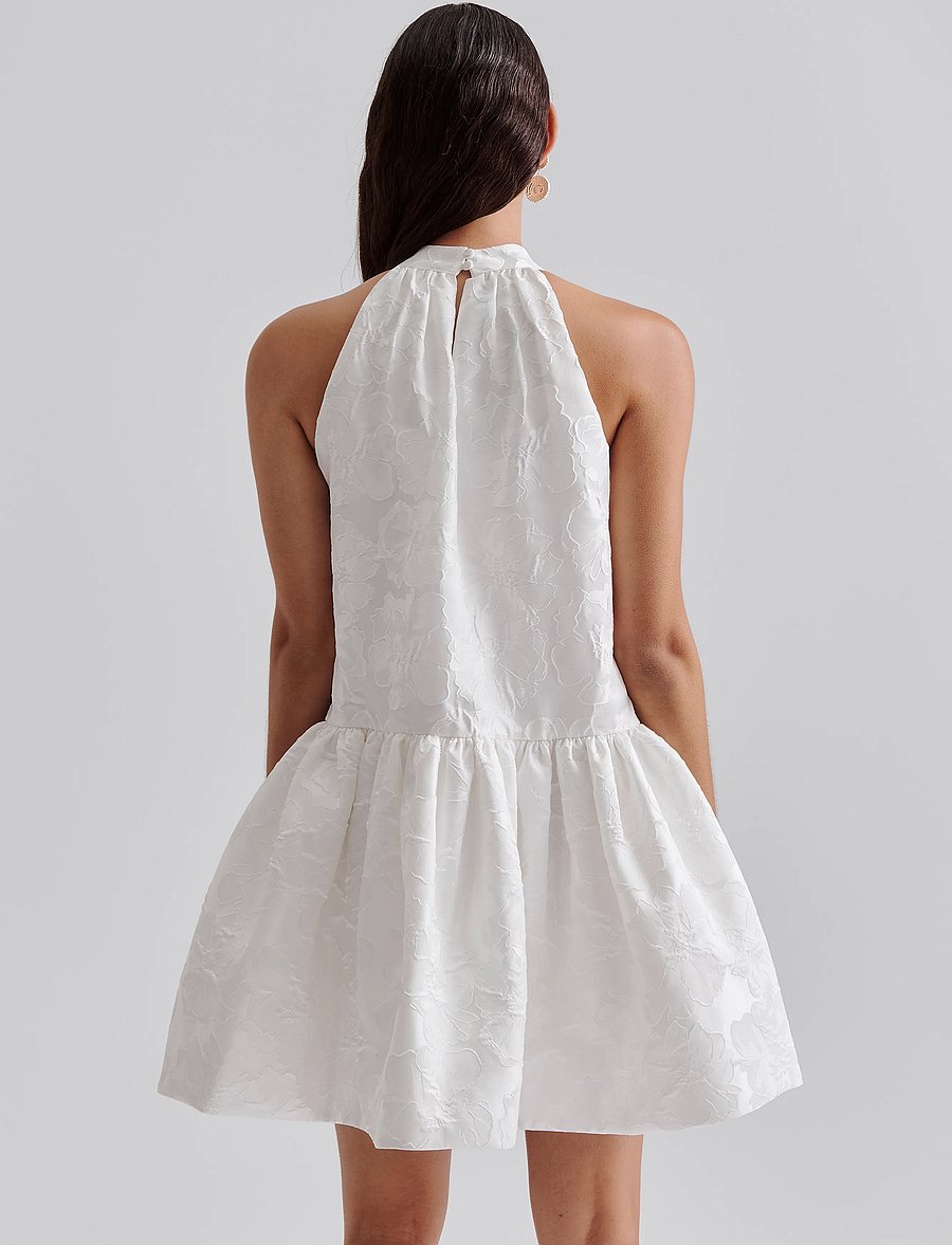 Malina - Flora halterneck mini dress - confirmation - white - 3