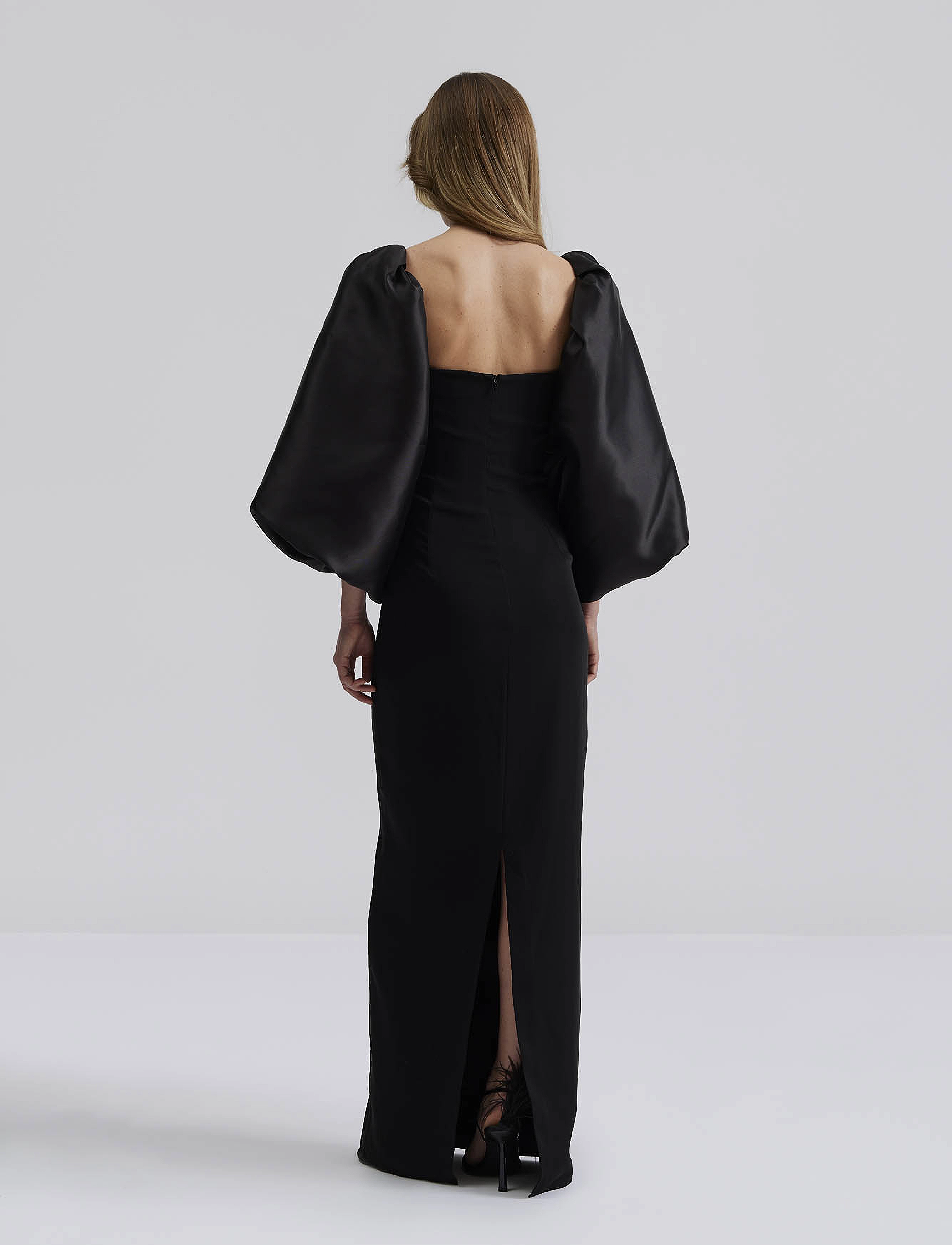 Malina - Helena pouf sleeve maxi dress - black - 3