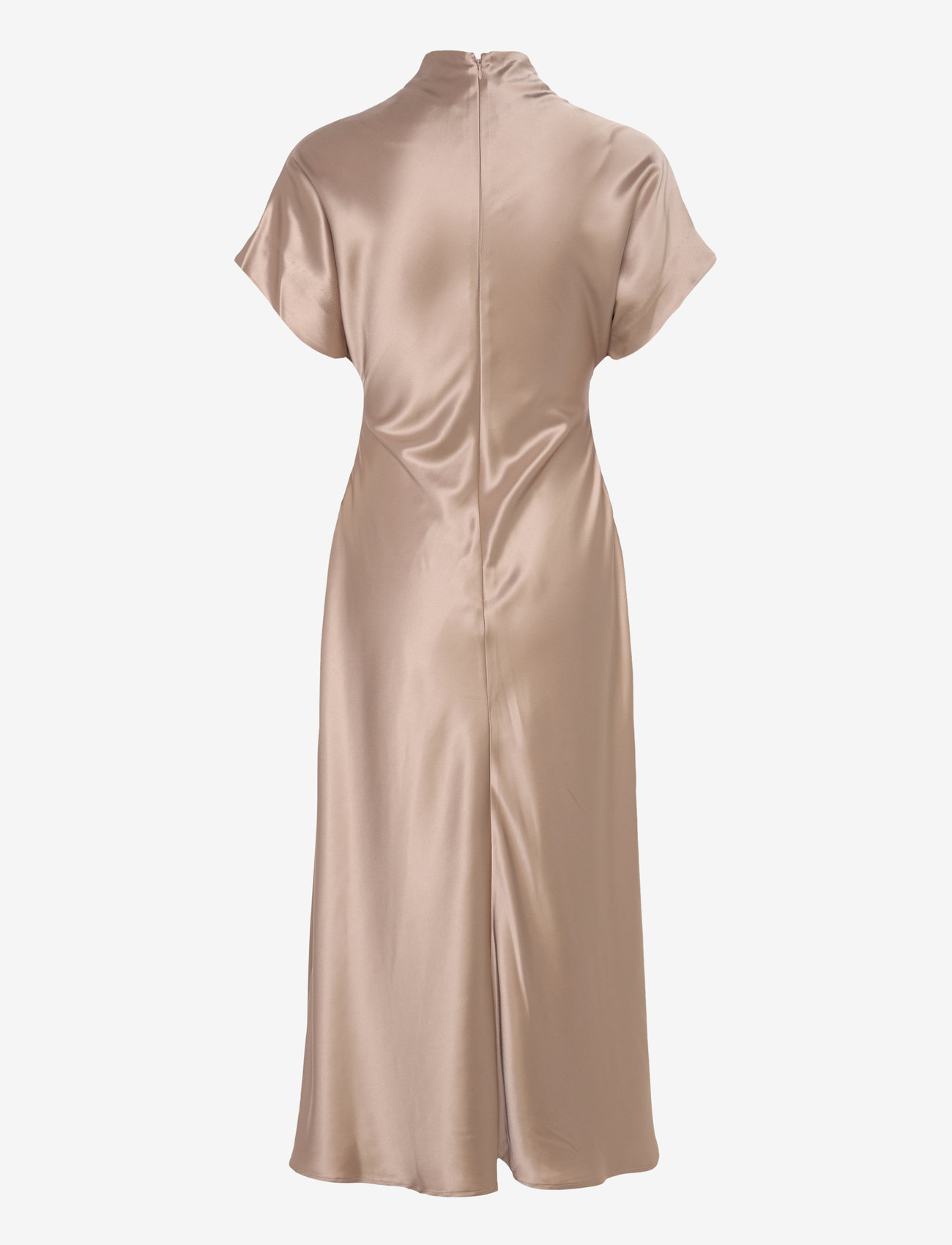knee length dresses for ladies Dreamylily Women White Leaf Short Sleeve Satin Wrap Sheath Midi Dress main image 0