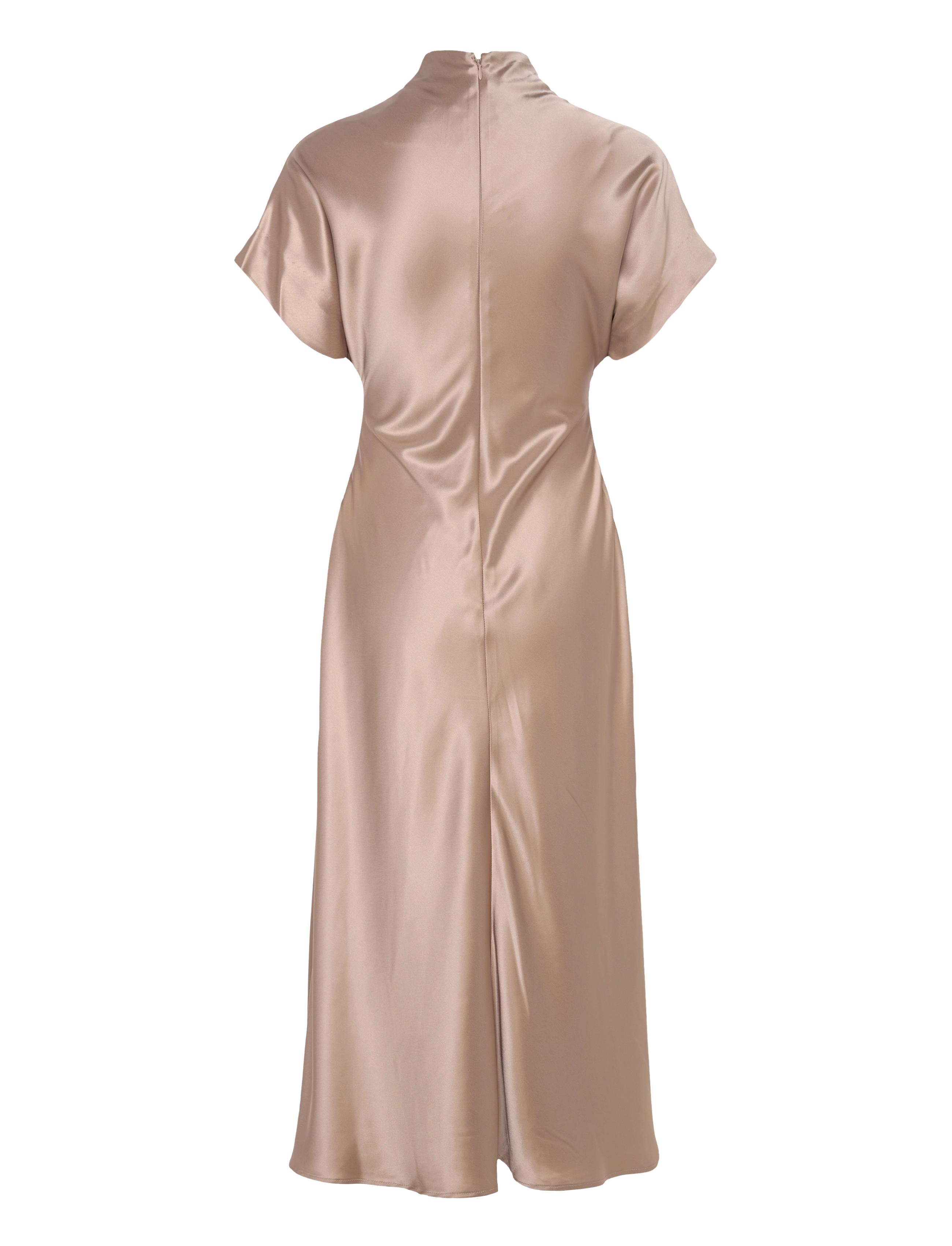 Malina - Alivia Short Sleeve Satin Midi Dress - champagne - 2