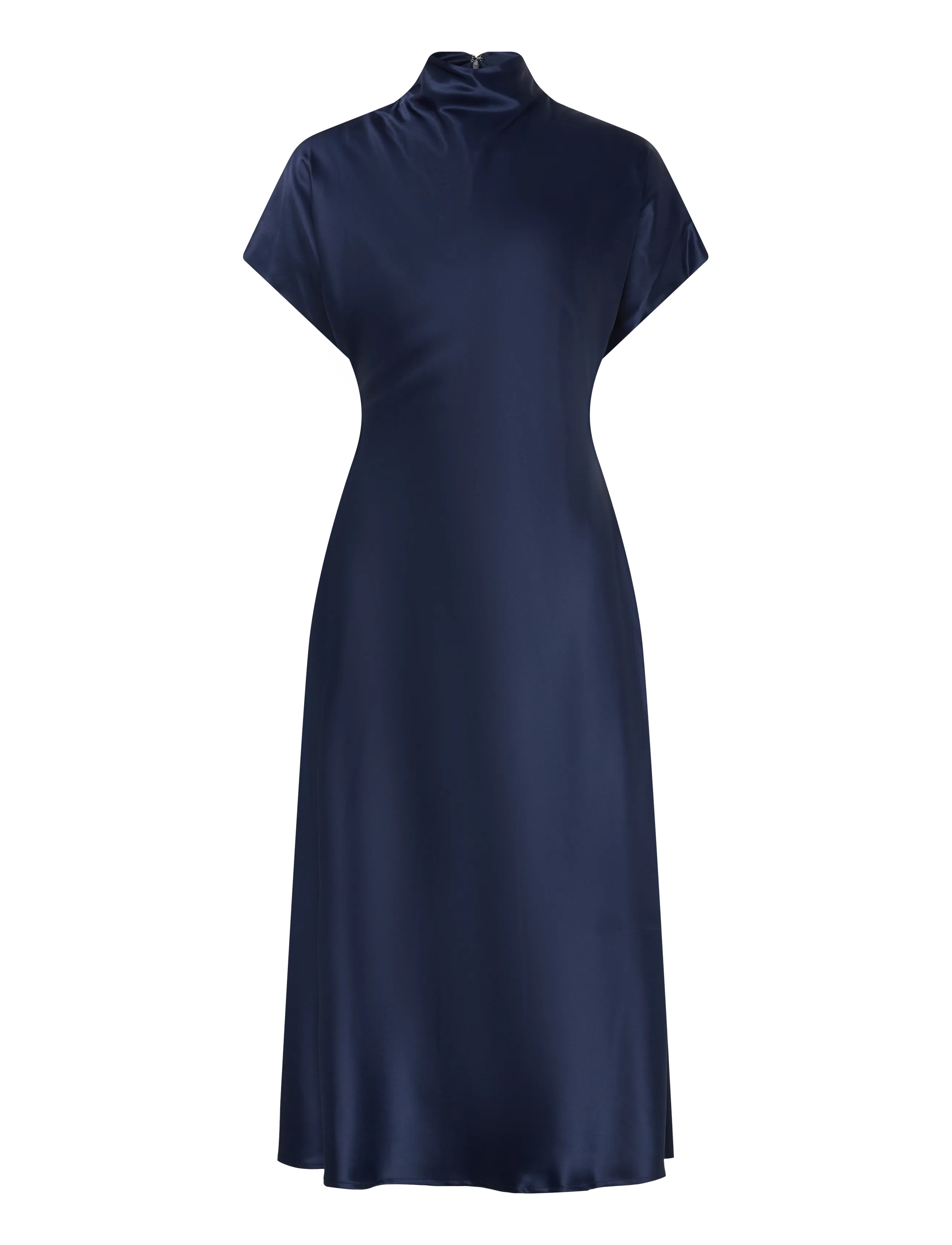 Malina Alivia Short Sleeve Satin Midi Dress - Tøj - DARK BLUE / navy