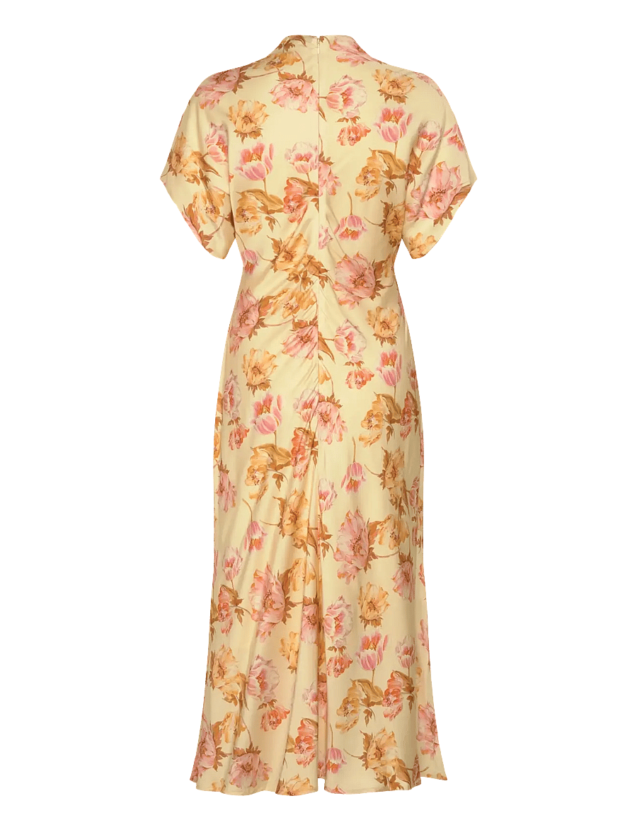 Malina - Alivia Short Sleeve satin midi dress - cocktailkleider - lemon peony - 2