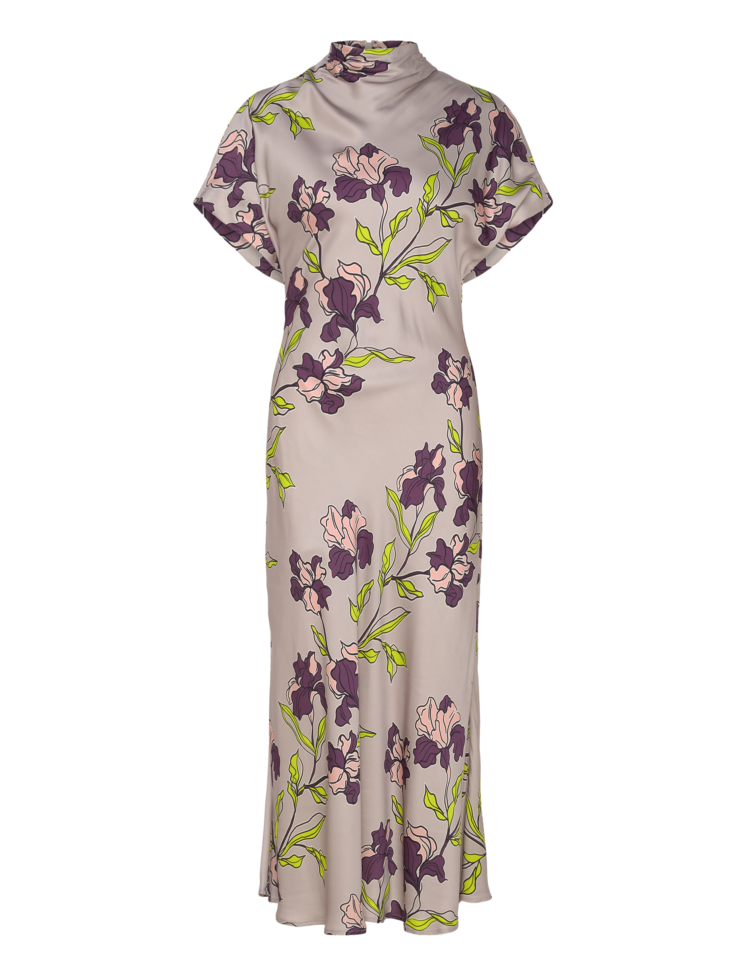 MALINA Alivia Kurz Sleeve Satin Midi Kleid Patterned - S - Damen