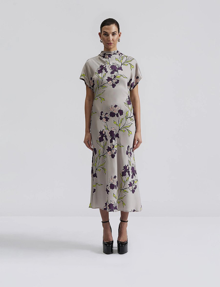 Malina - Alivia Short Sleeve satin midi dress - cocktailkleider - multi coloured - 0