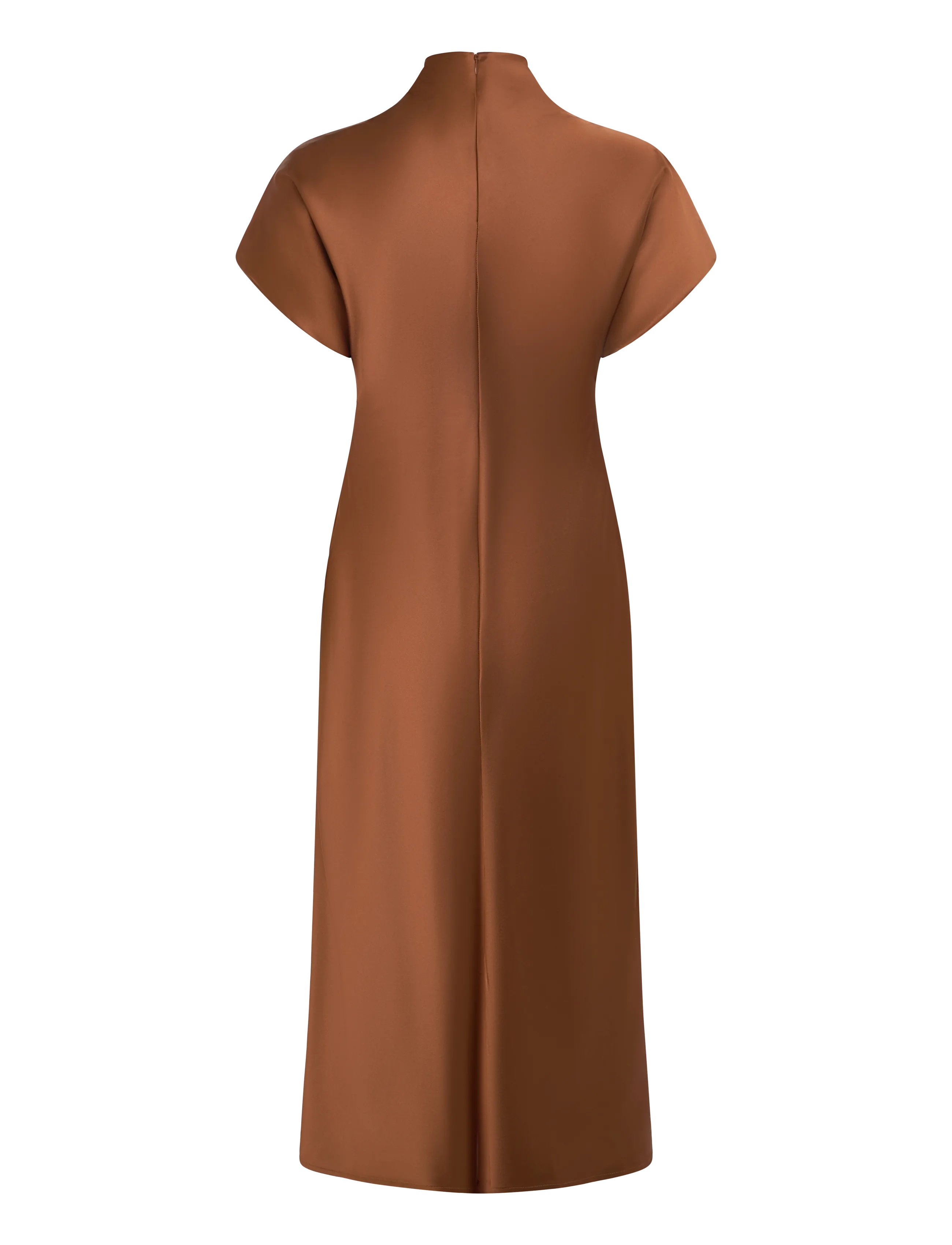 Malina - Alivia Short Sleeve Satin Midi Dress - cocktail dresses - rust - 1
