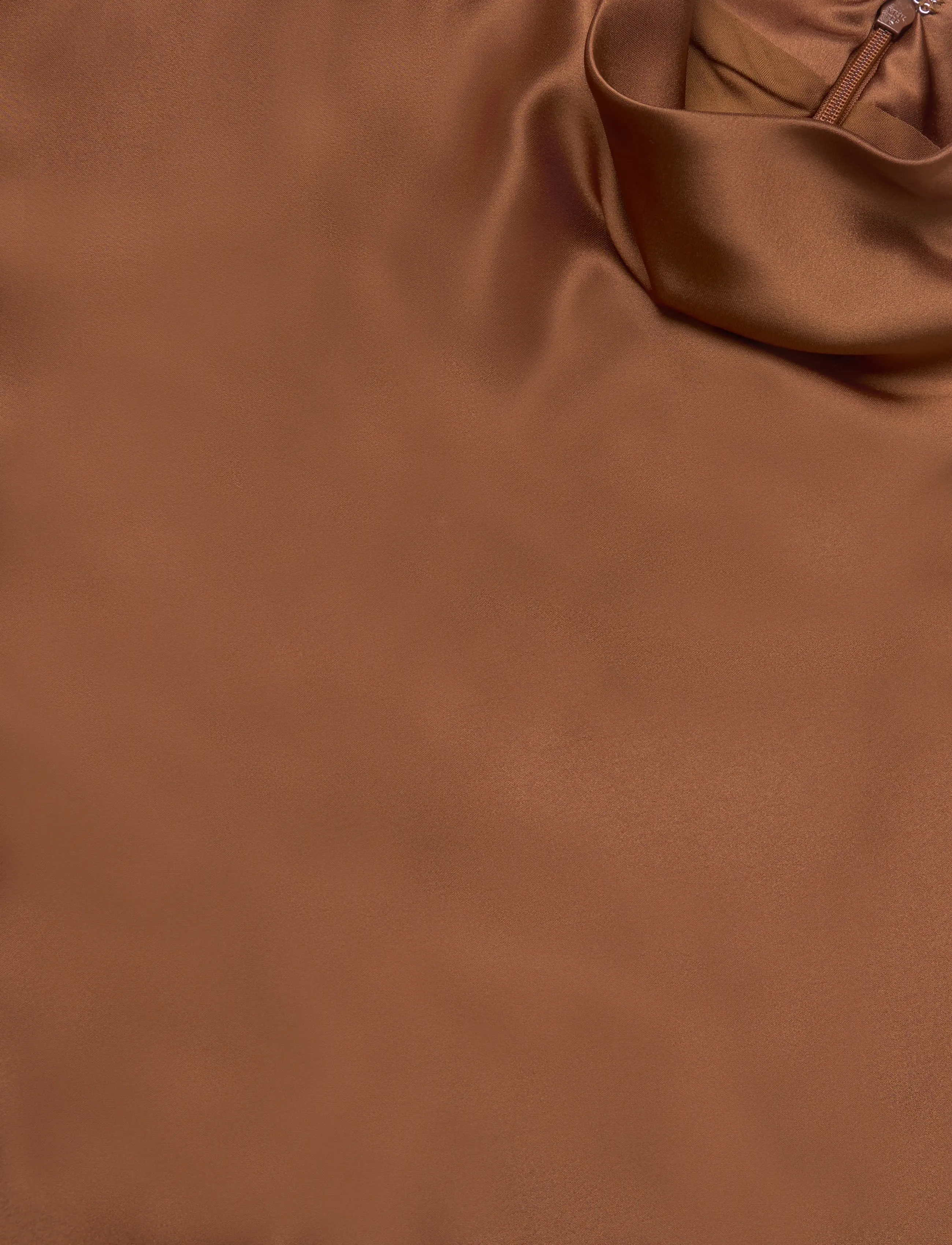 Malina - Alivia Short Sleeve Satin Midi Dress - cocktail dresses - rust - 2