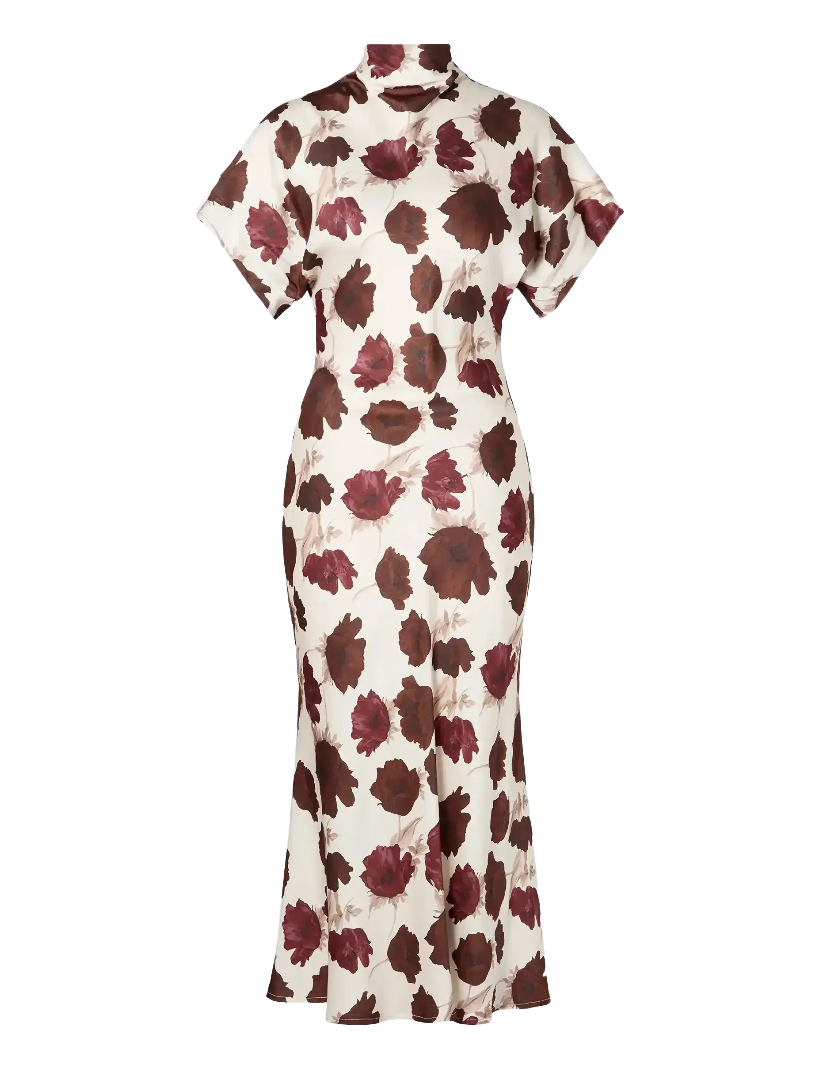 Malina Alivia Short Sleeve Satin Midi Dress - Klänningar - WINE PEONY / red