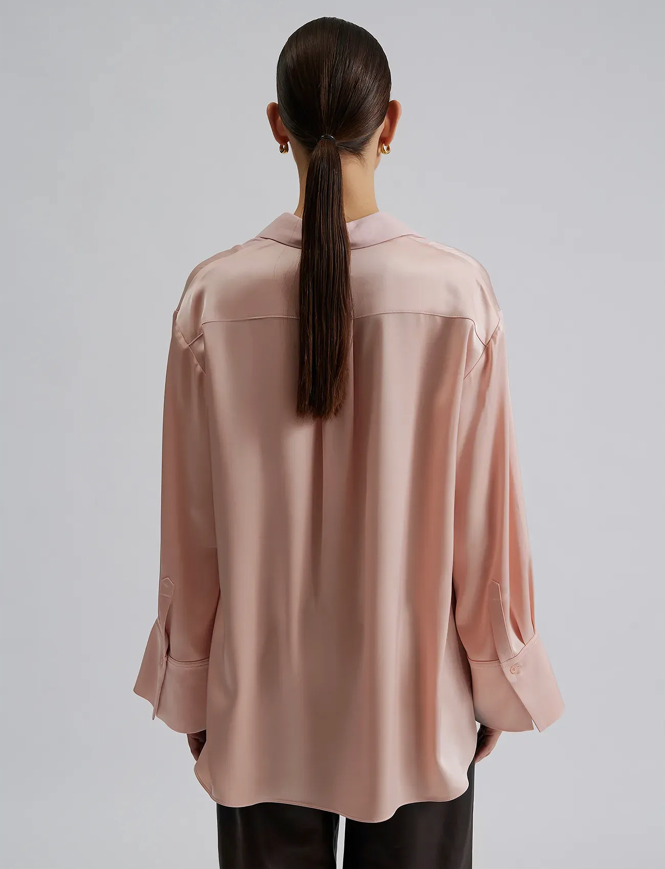 Malina - Corinna oversized satin shirt - dusty pink - 5