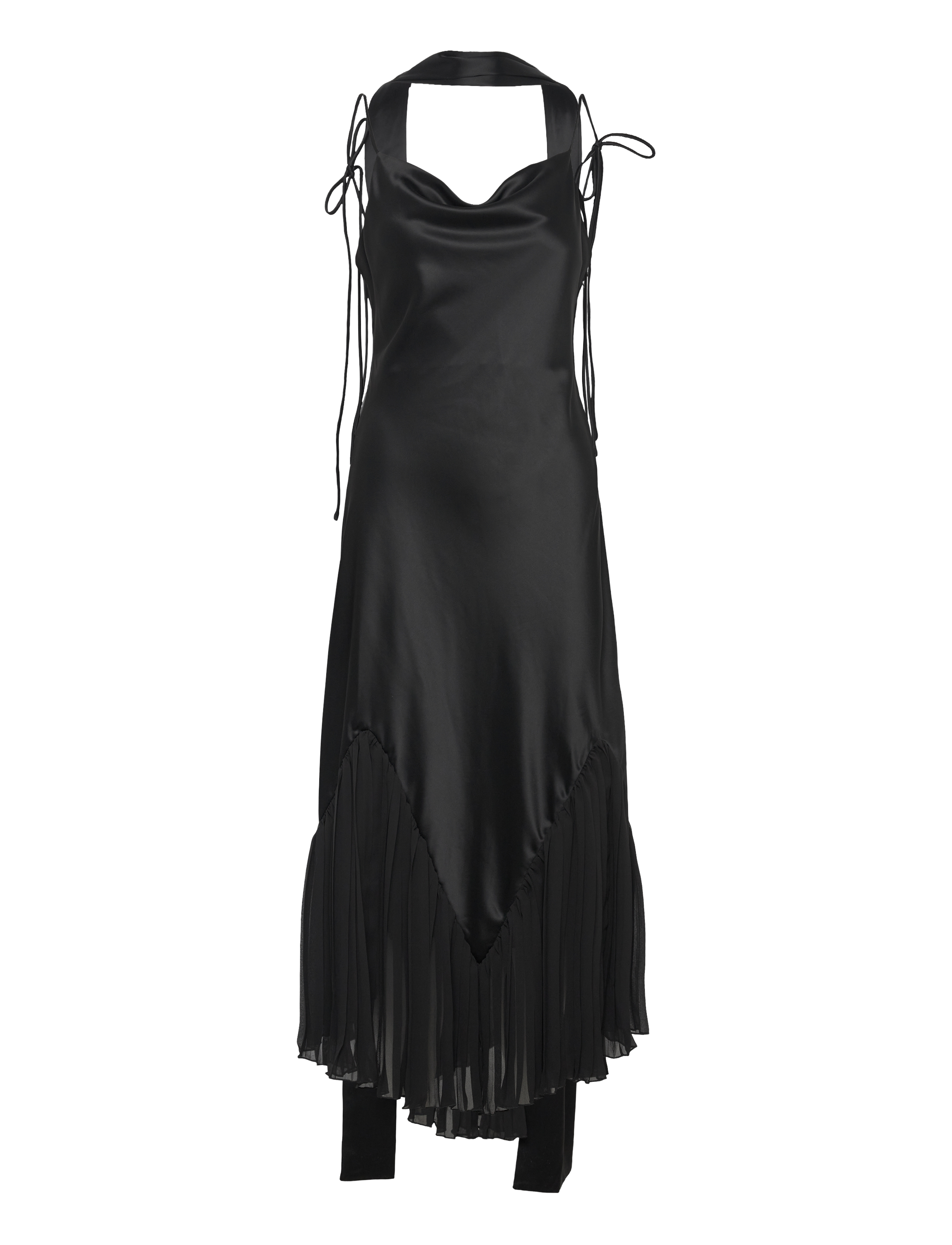 MALINA Poppy Pleat Detailed Slip Maxi Kleid Schwarz - XL - Damen