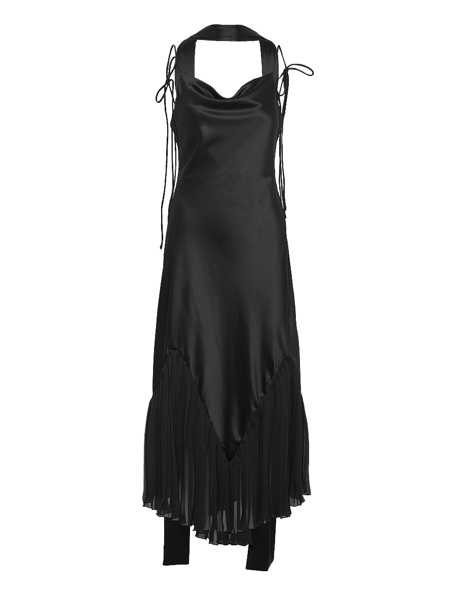 Malina - Poppy pleat detailed slip maxi dress - robes moulantes - black - 1