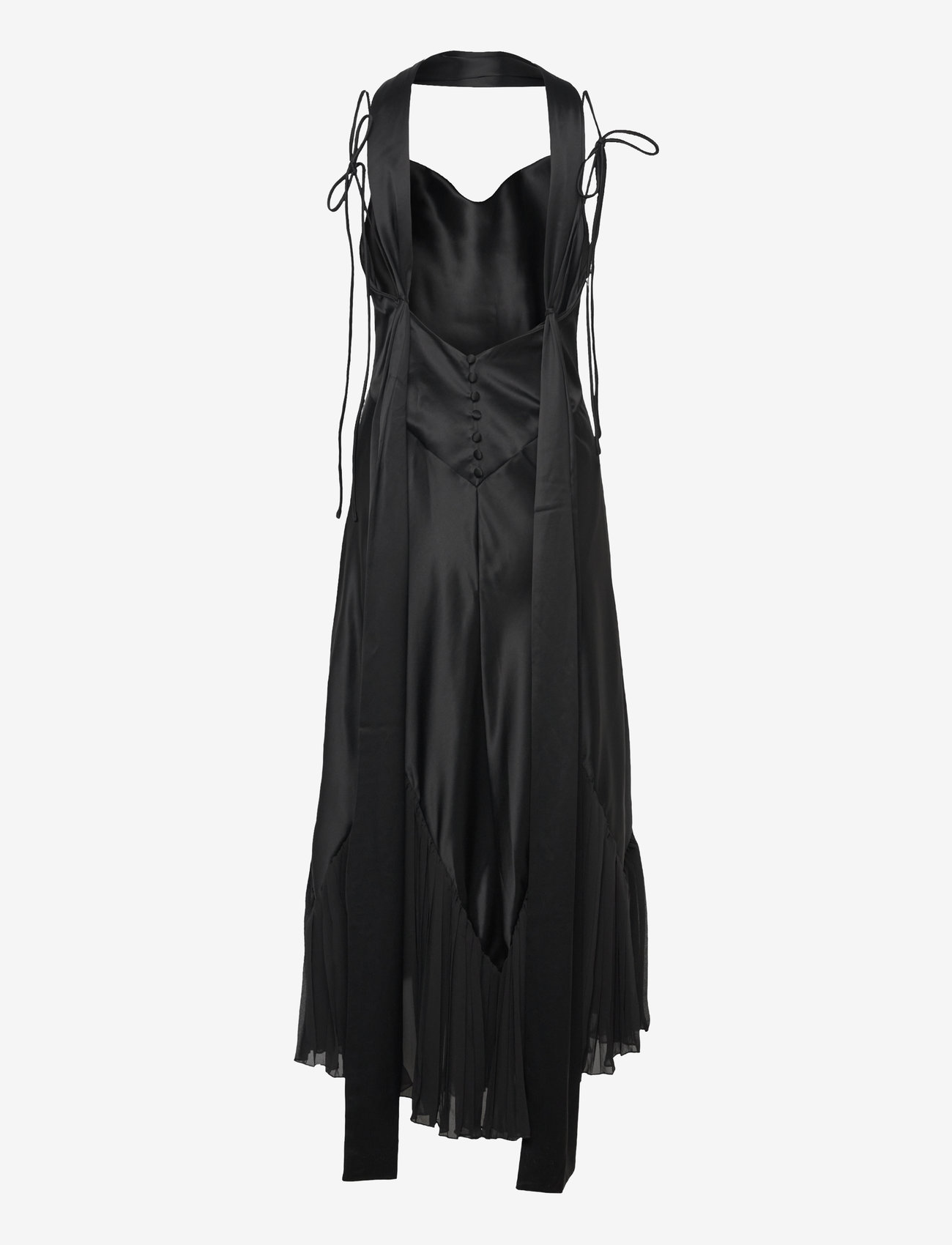 Malina - Poppy pleat detailed slip maxi dress - slip dresses - black - 2