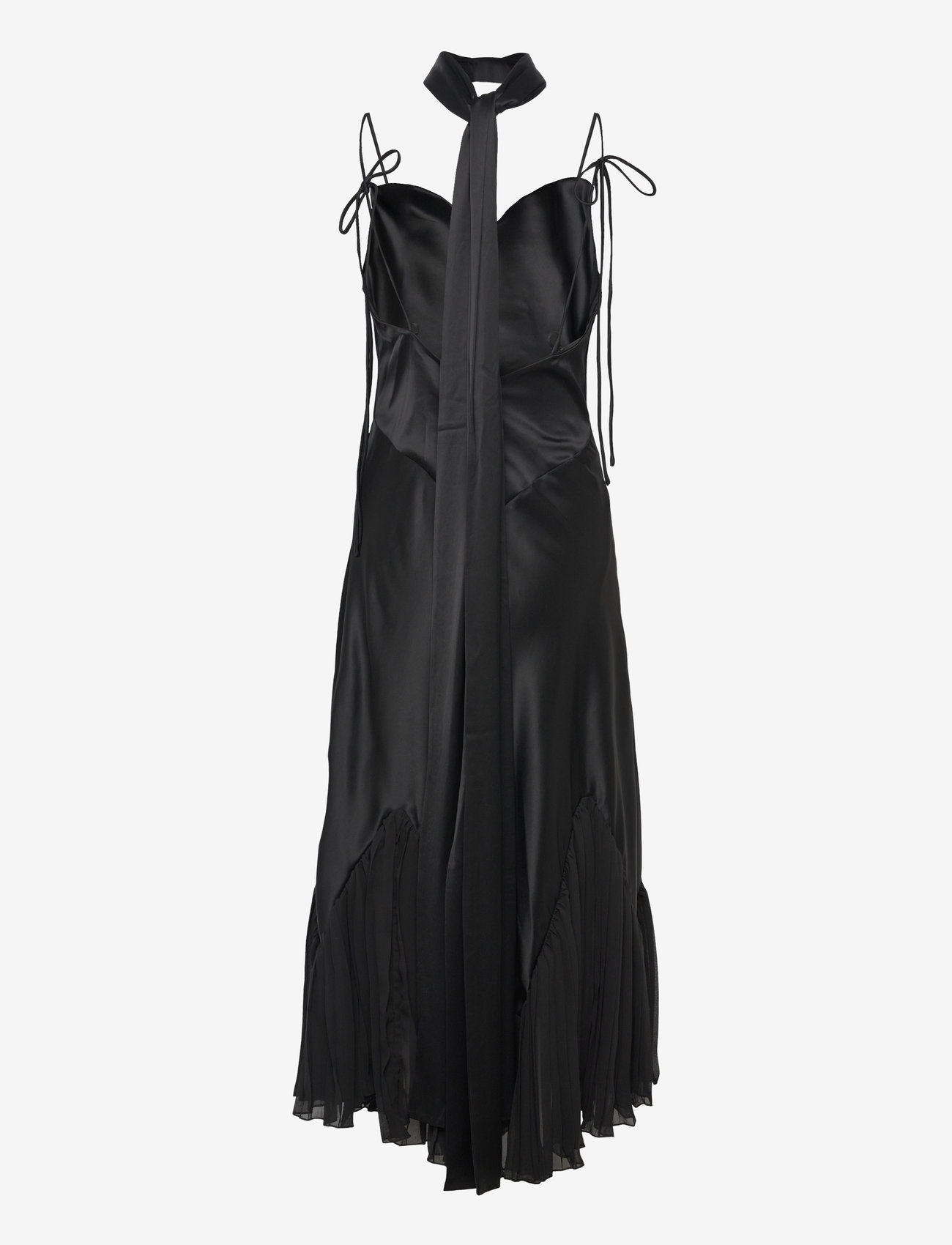 Malina - Poppy pleat detailed slip maxi dress - slip dresses - black - 3