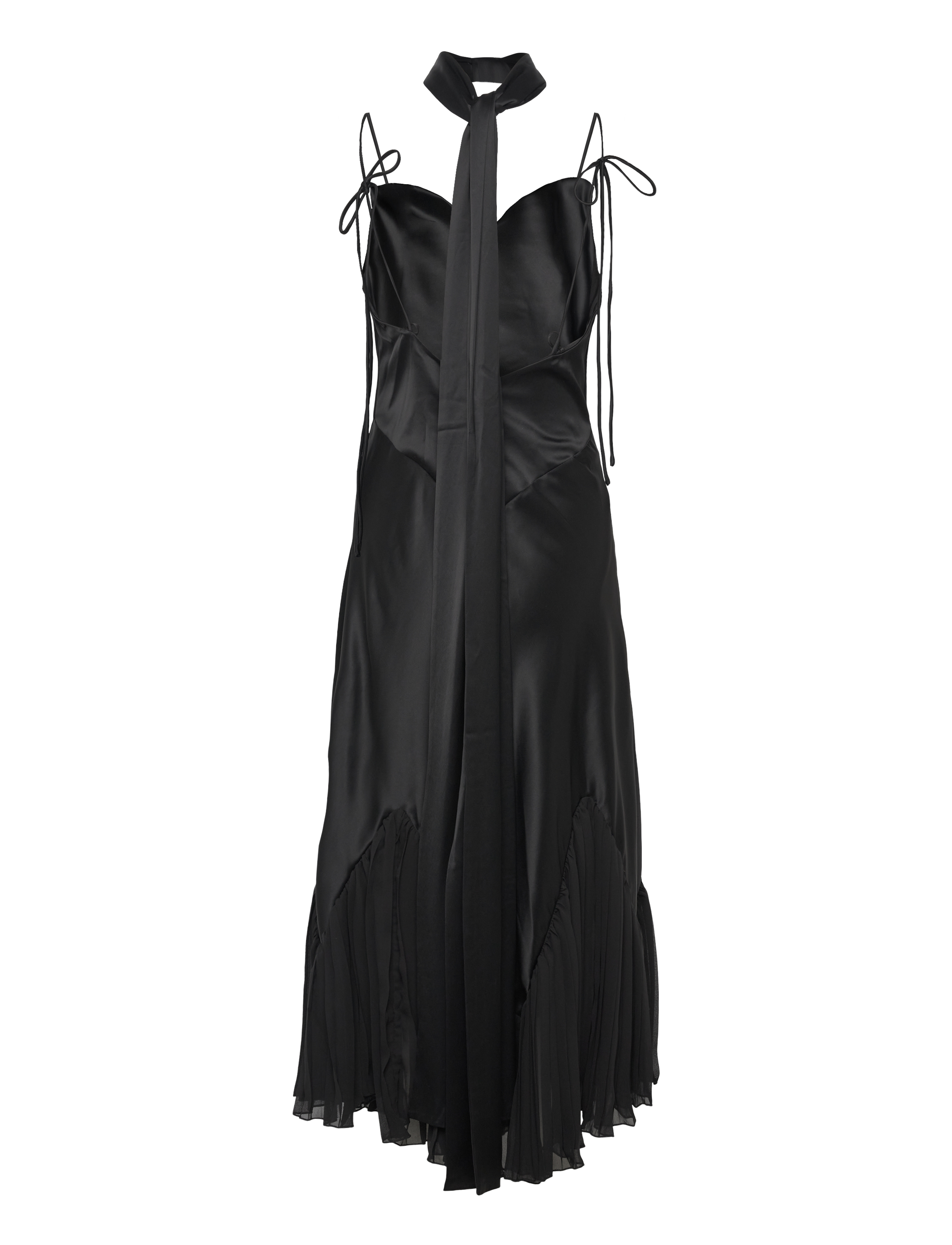 Malina - Poppy pleat detailed slip maxi dress - robes moulantes - black - 3