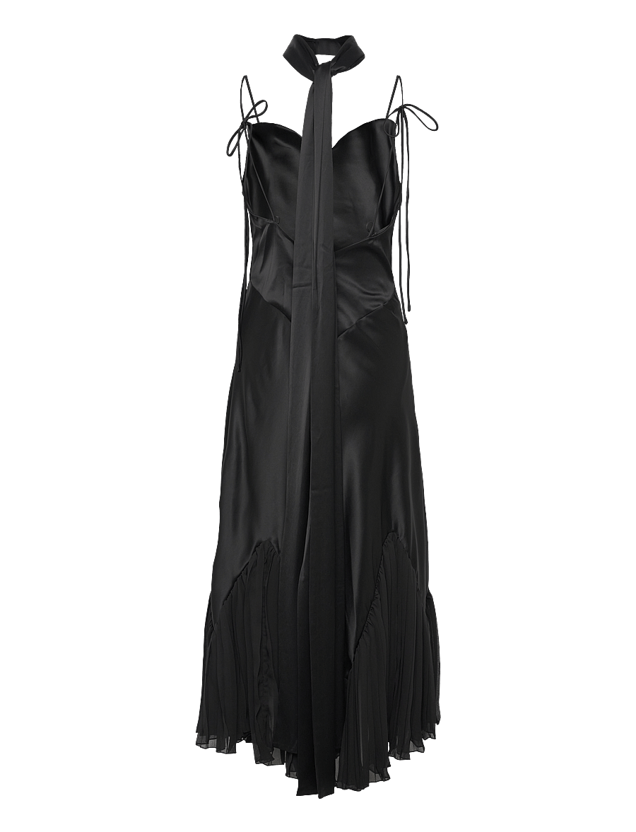 Malina - Poppy pleat detailed slip maxi dress - robes moulantes - black - 3