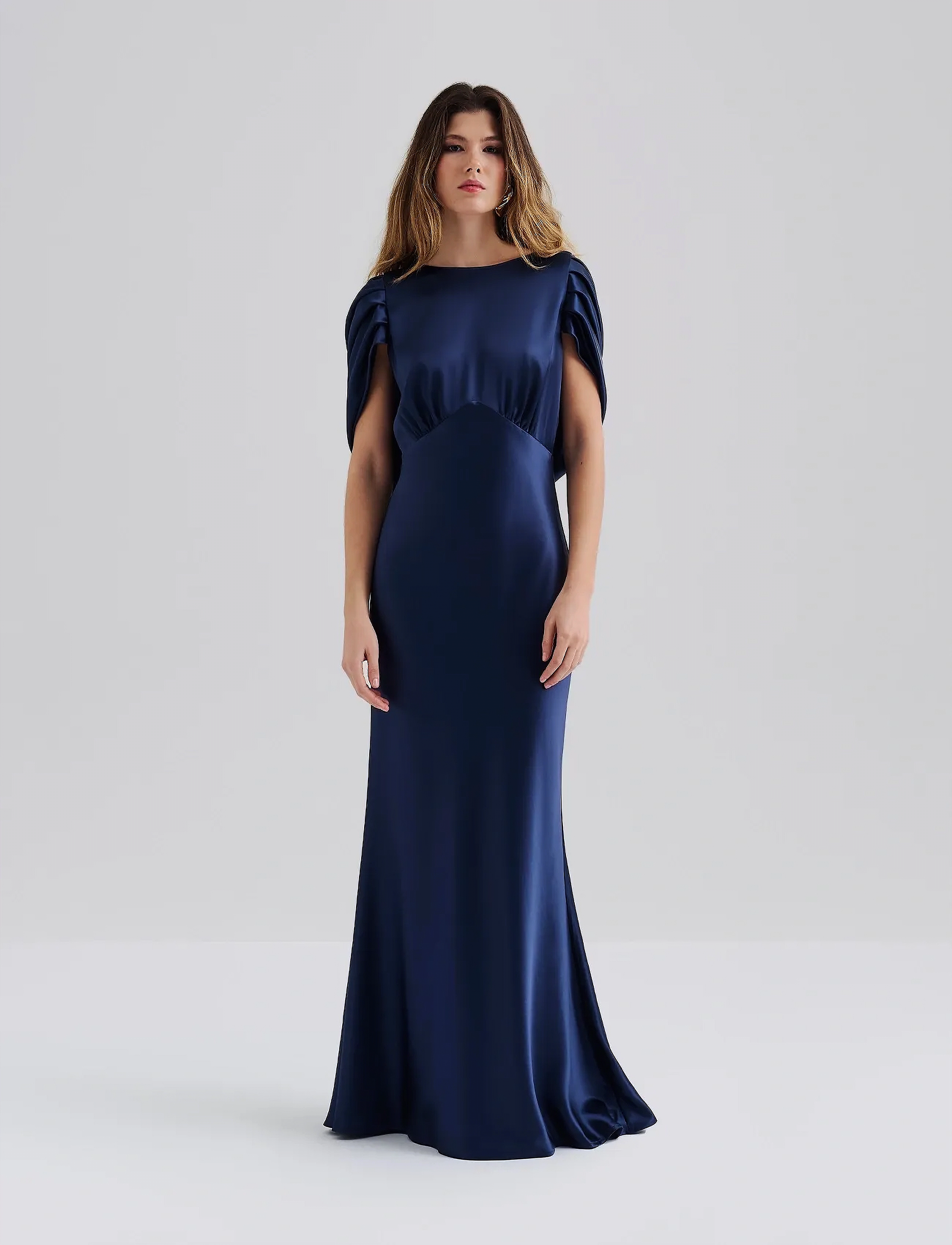Malina Louise Draped Back Maxi Dress - Jurken - DARK BLUE / navy