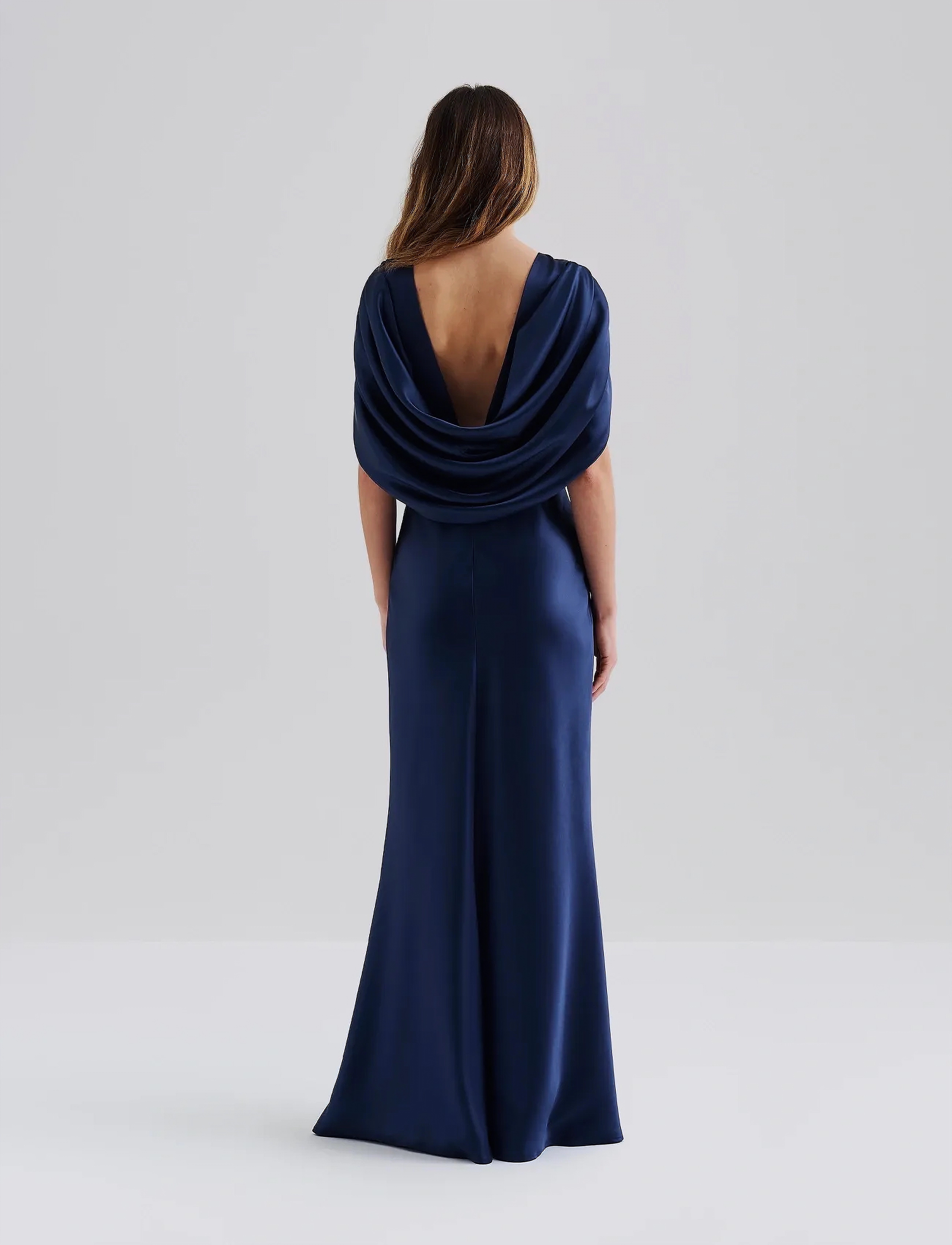 Malina - Louise Draped Back Maxi Dress - dark blue - 3