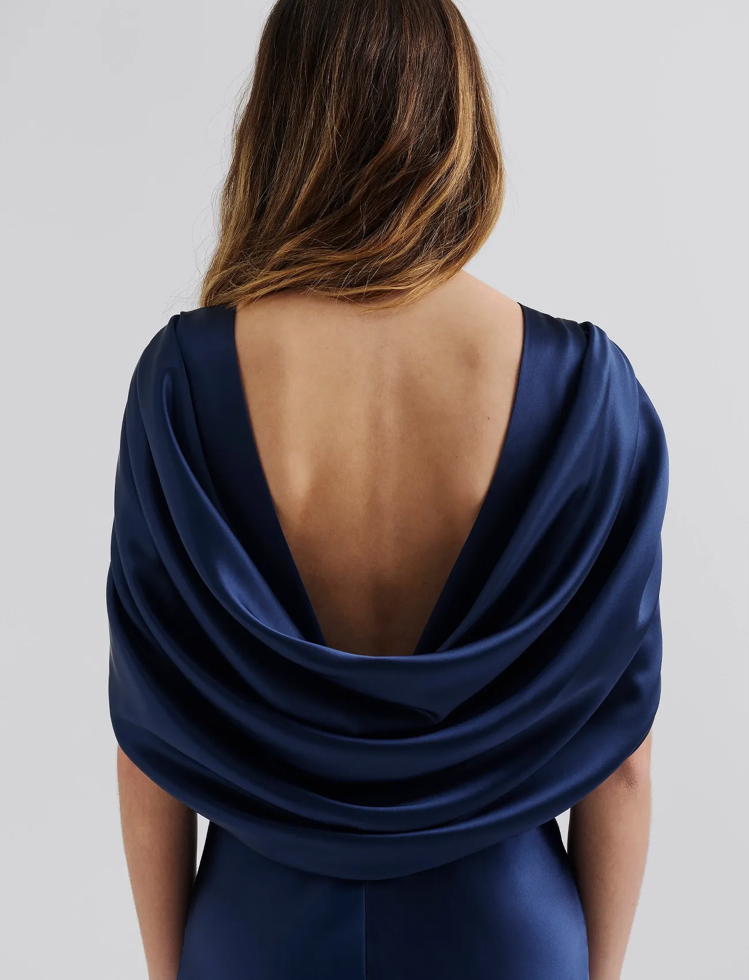 Malina - Louise Draped Back Maxi Dress - dark blue - 4