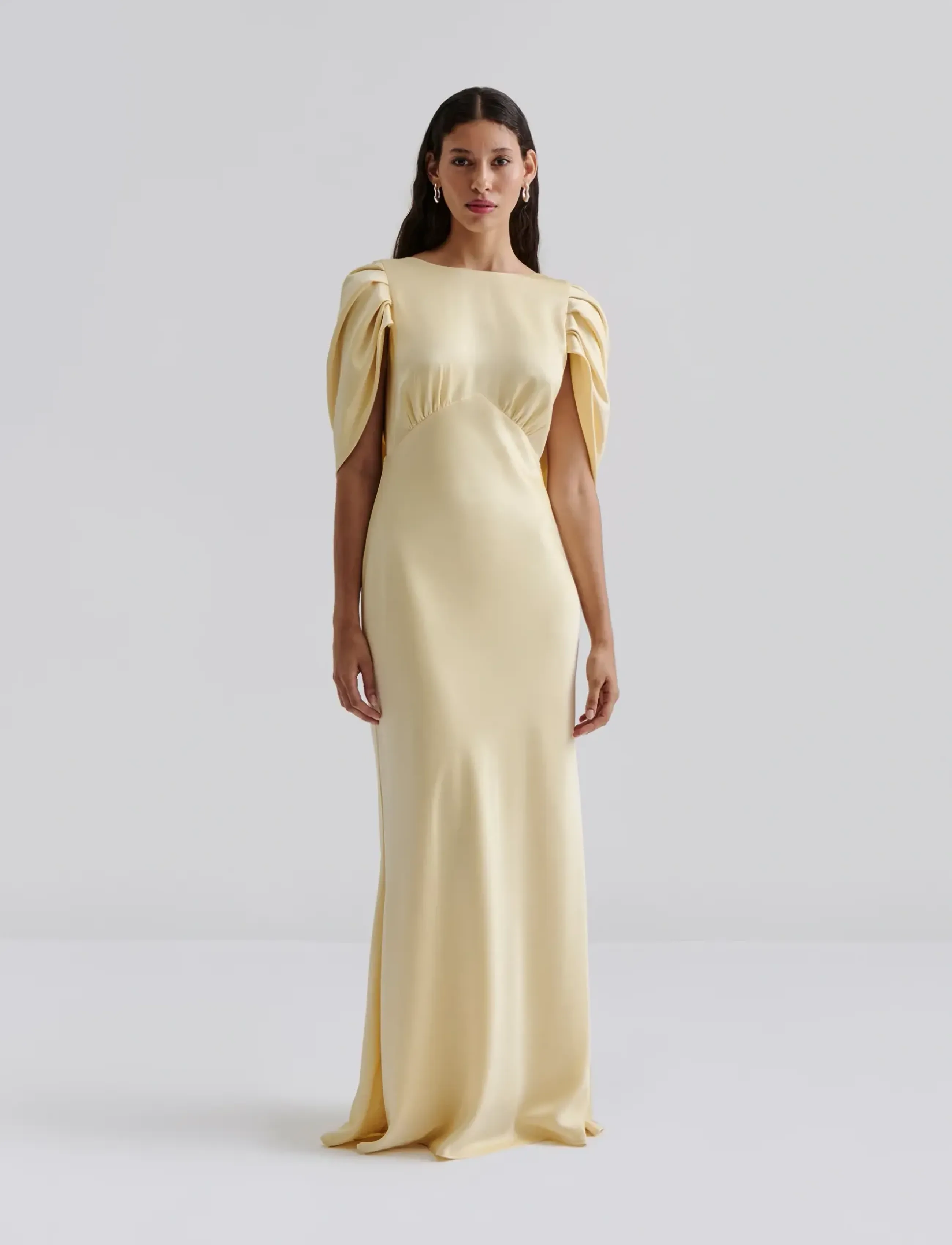 Malina - Louise Draped Back Maxi Dress - abendkleider - lemon - 0