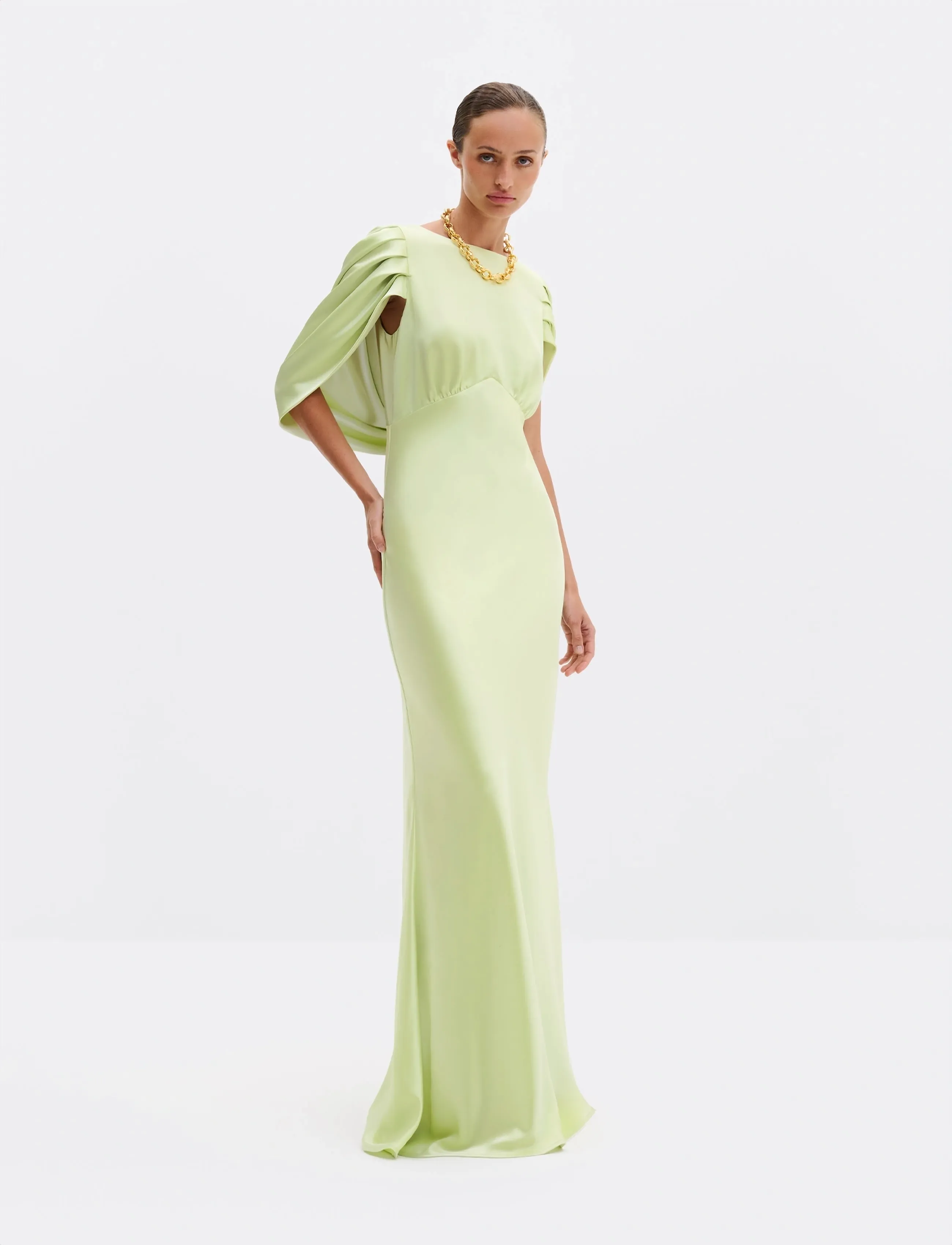 Malina Louise Draped Back Maxi Dress, S, Green, Designere > Maxi Dress, Dame