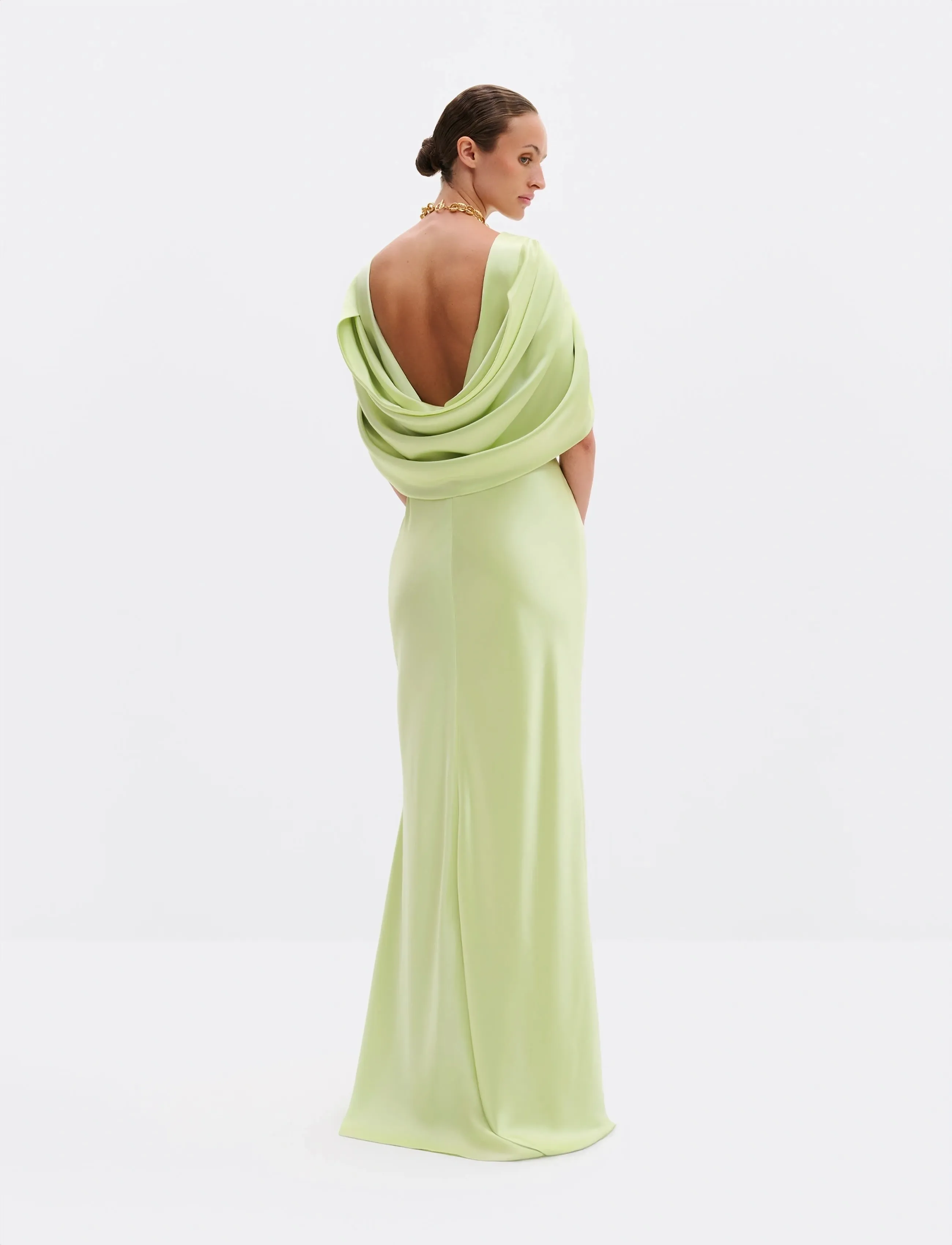 Malina - Louise Draped Back Maxi Dress - abendkleider - pistachio - 3