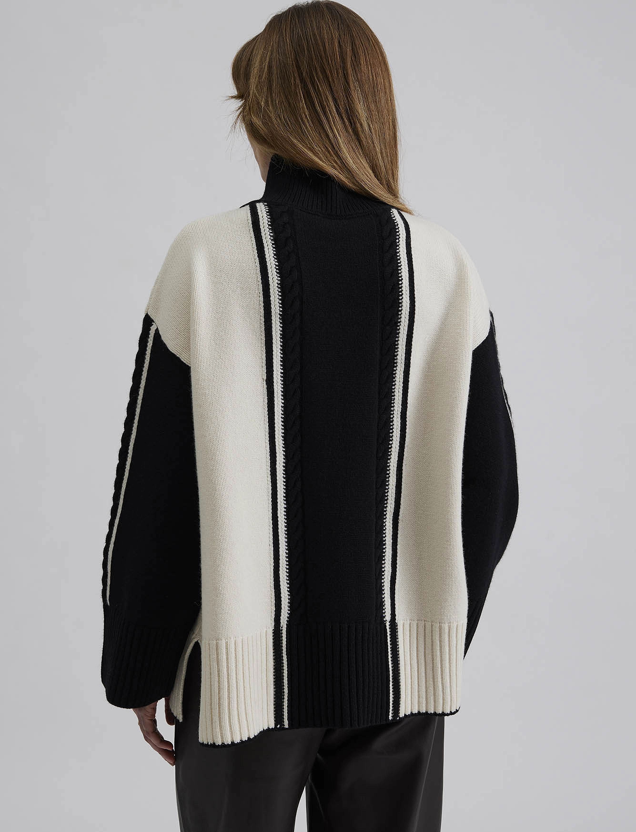 Malina - Kathleen contrast color cable knitted sweater - multi coloured - 3
