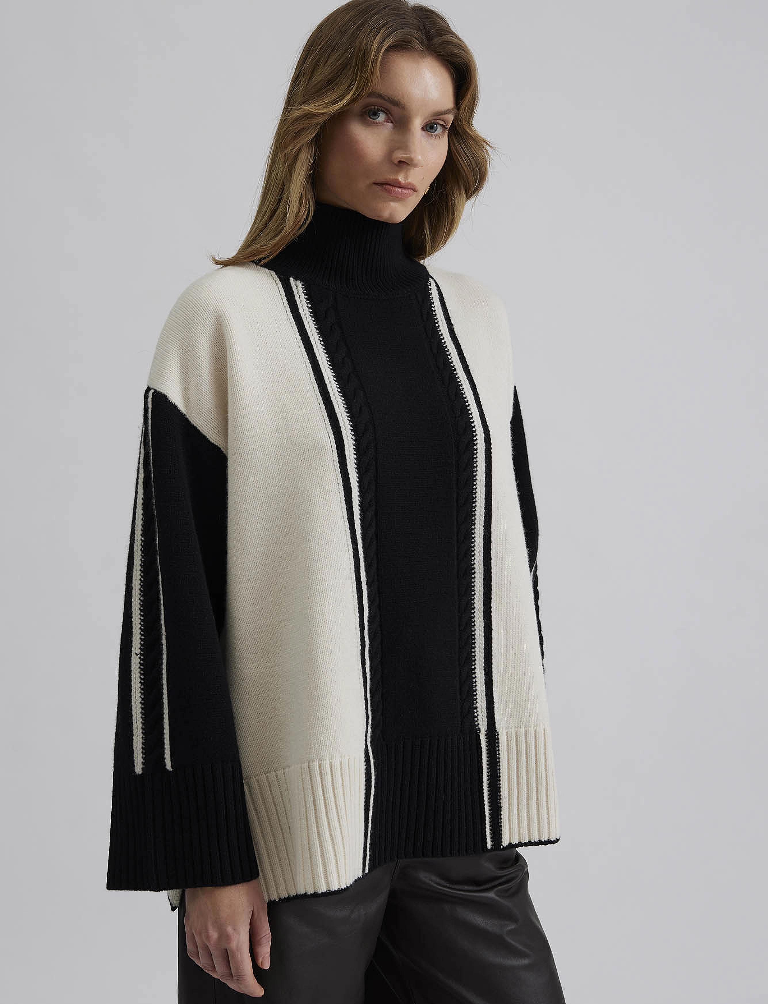 Malina - Kathleen contrast color cable knitted sweater - multi coloured - 4