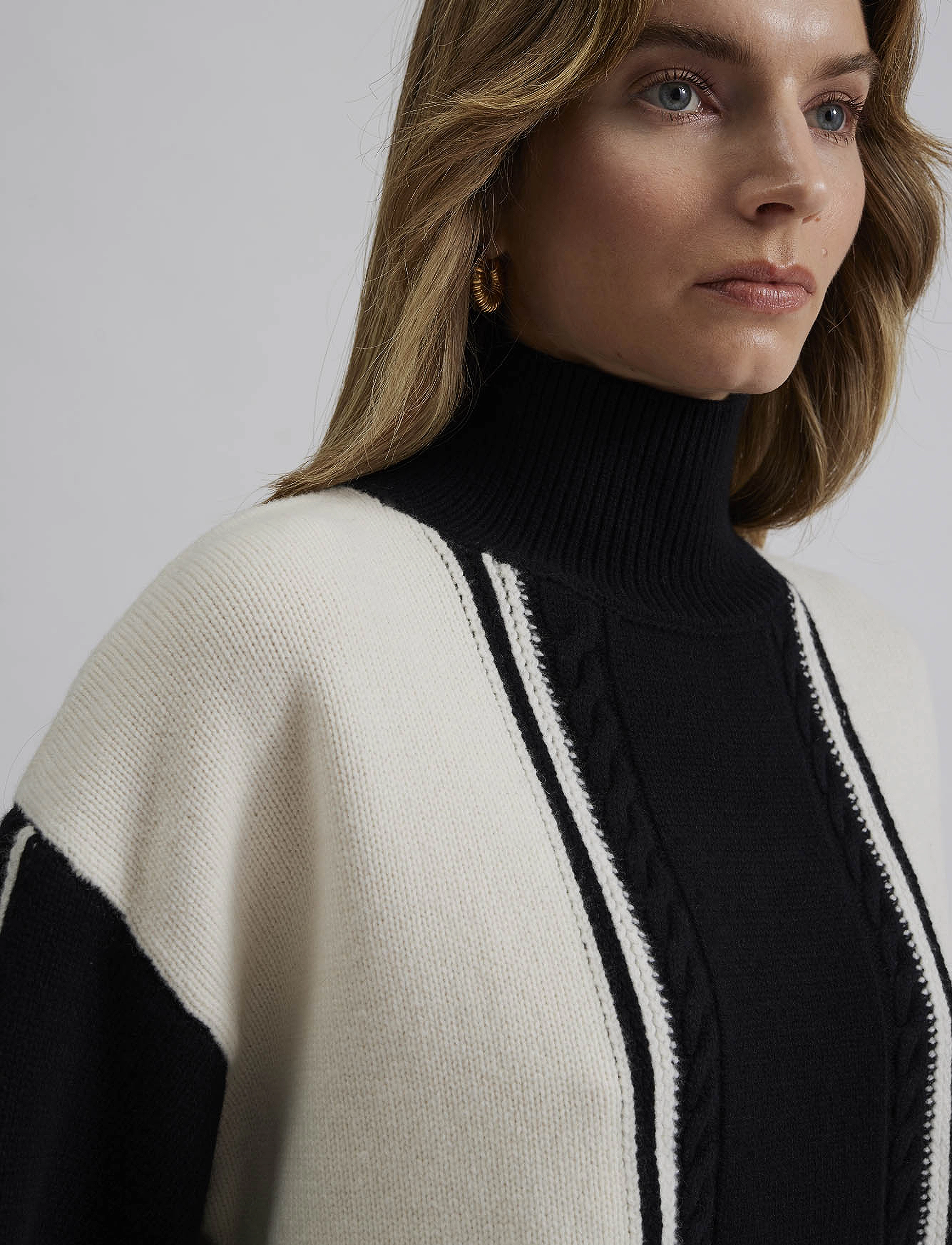 Malina - Kathleen contrast color cable knitted sweater - multi coloured - 5