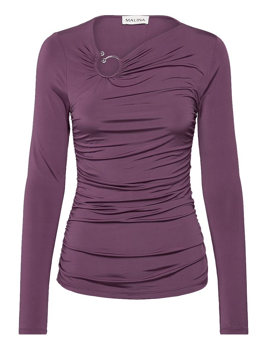 Malina - Amilia ring detail jersey top - langærmede toppe - purple - 1