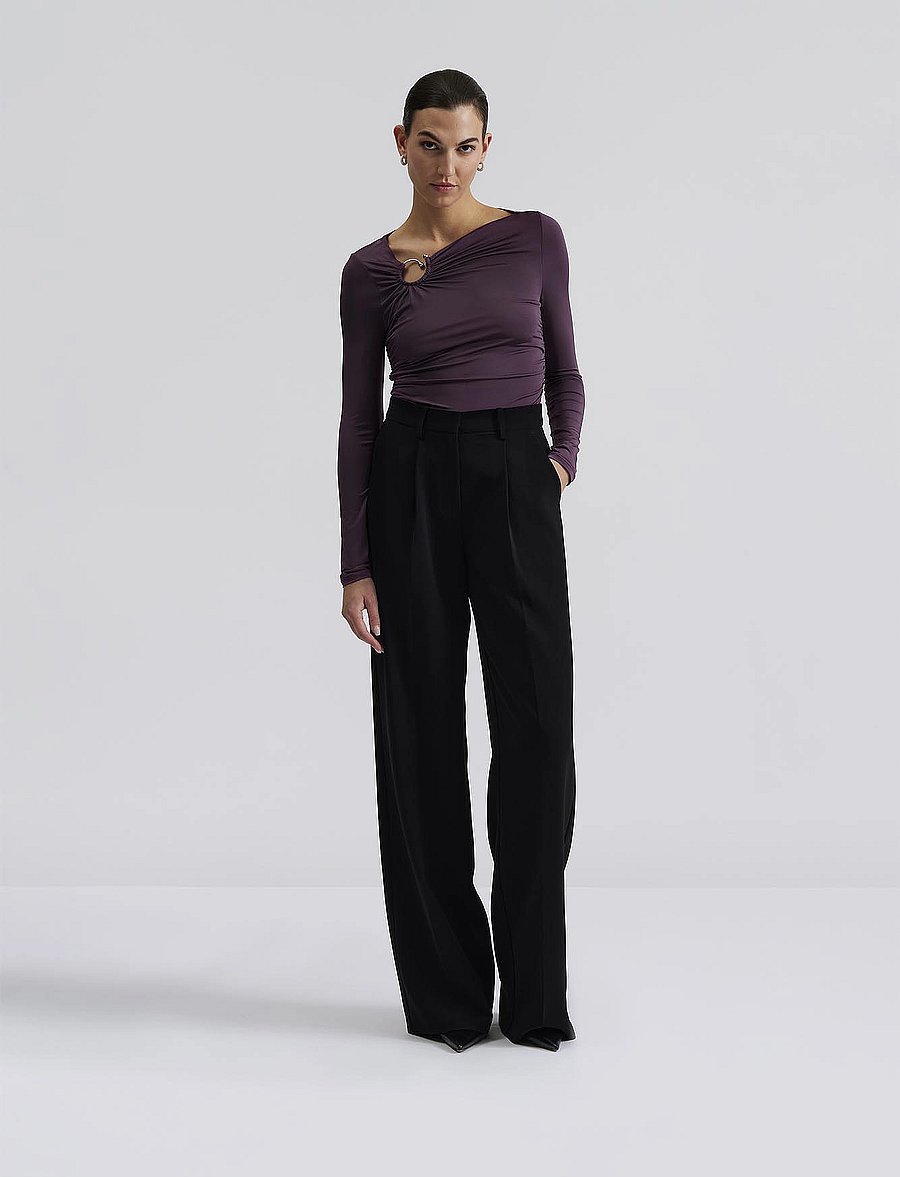 Malina - Amilia ring detail jersey top - langærmede toppe - purple - 0