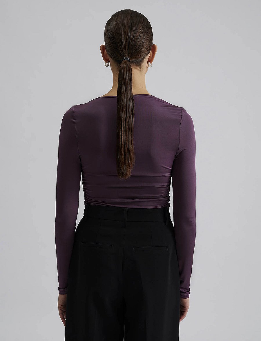 Malina - Amilia ring detail jersey top - langærmede toppe - purple - 3